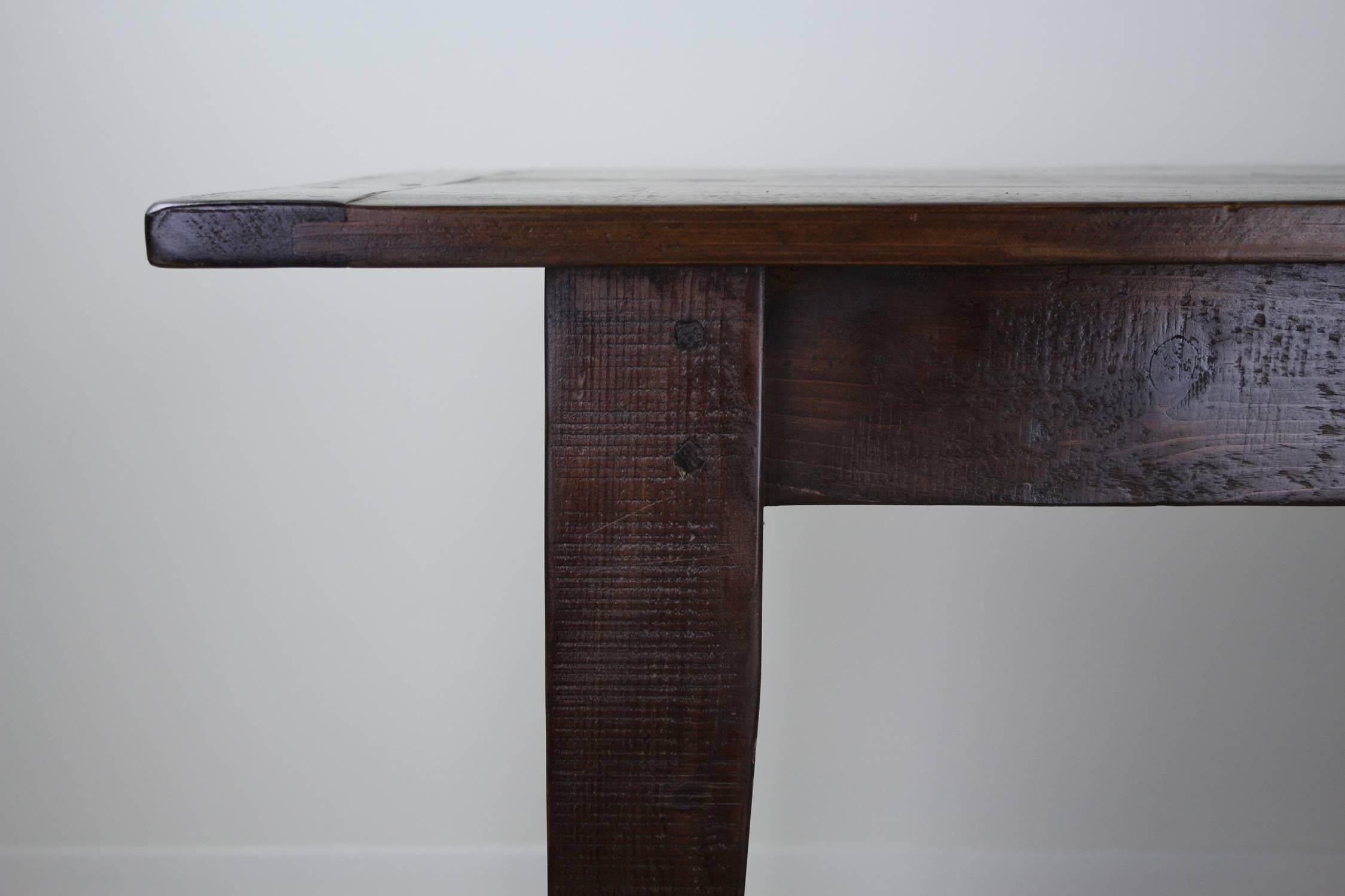 Dark Pine Farm Table with Breadboard Ends 1