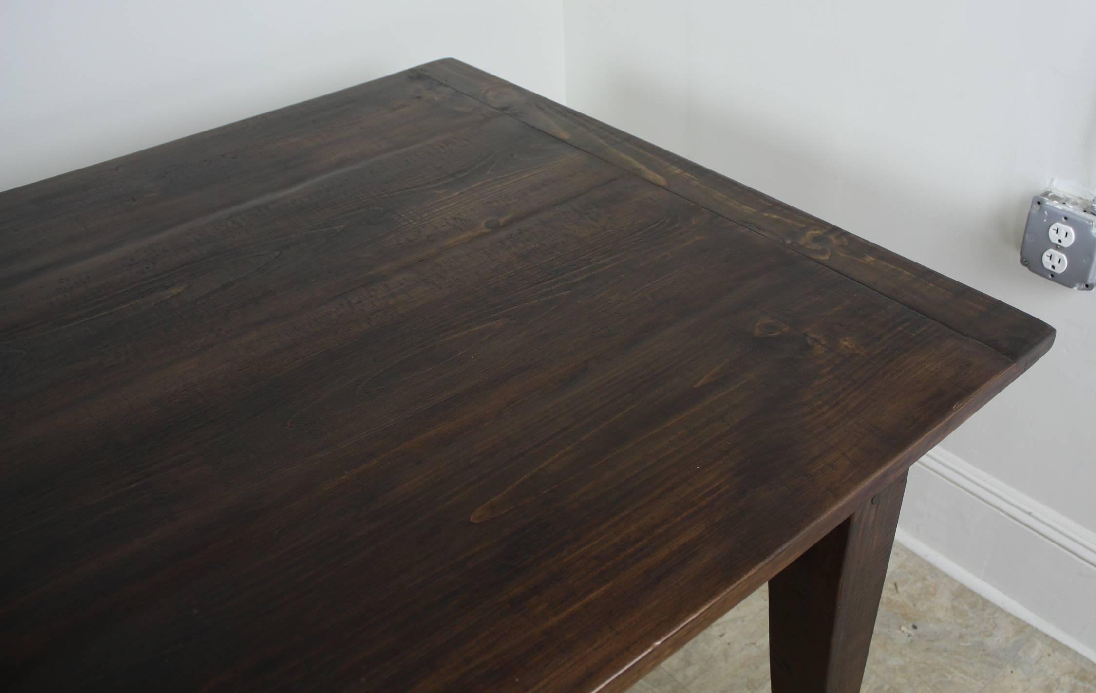 Contemporary Dark Pine Farm Table with Breadboard Ends