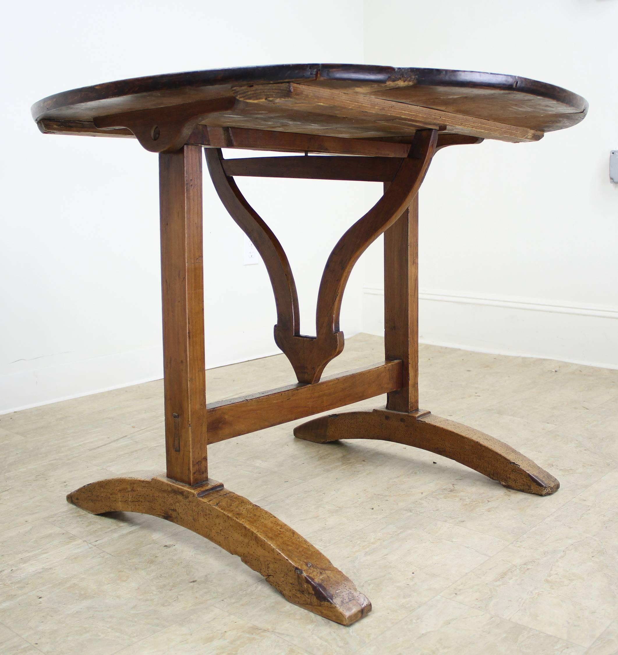 Antique French Cherry Tilt-Top Wine Table 2