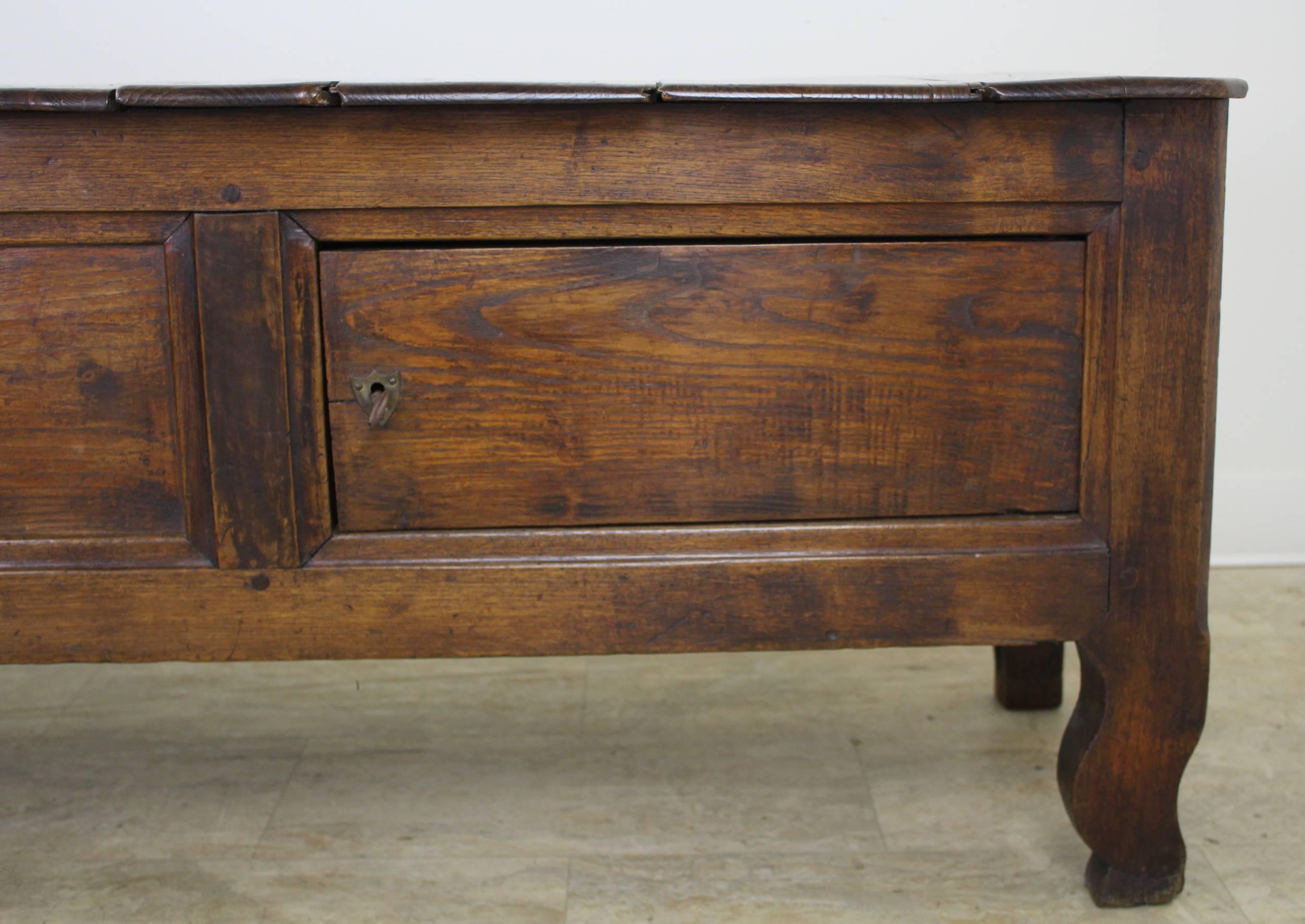 Antique Breton Chestnut Coffer, Original Cupboard and Key In Good Condition In Port Chester, NY
