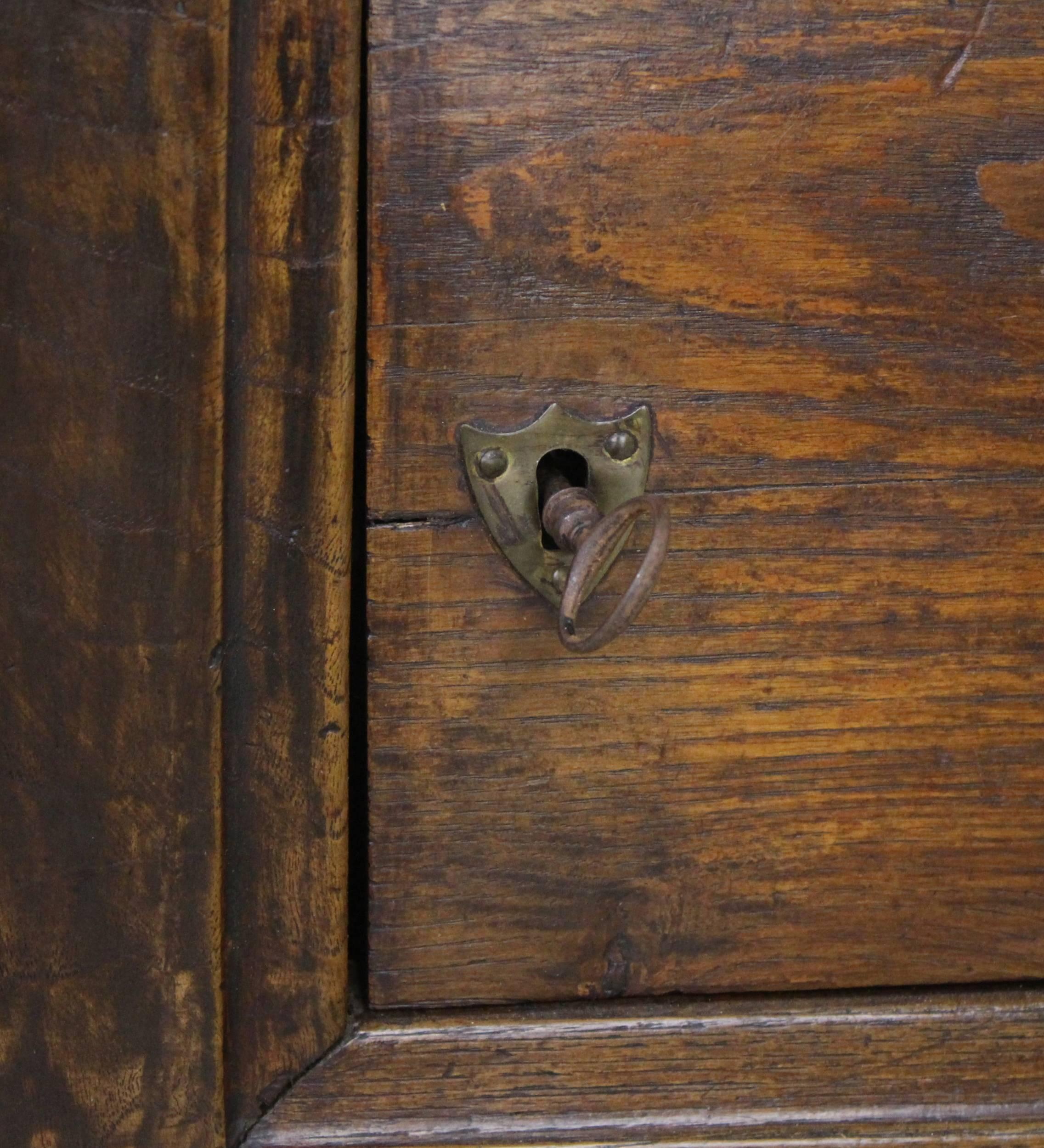 19th Century Antique Breton Chestnut Coffer, Original Cupboard and Key