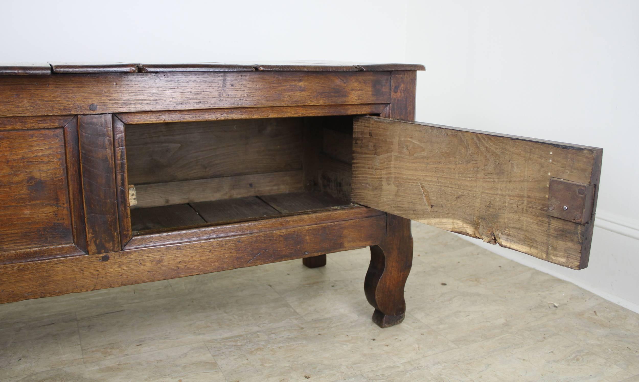 Antique Breton Chestnut Coffer, Original Cupboard and Key 1