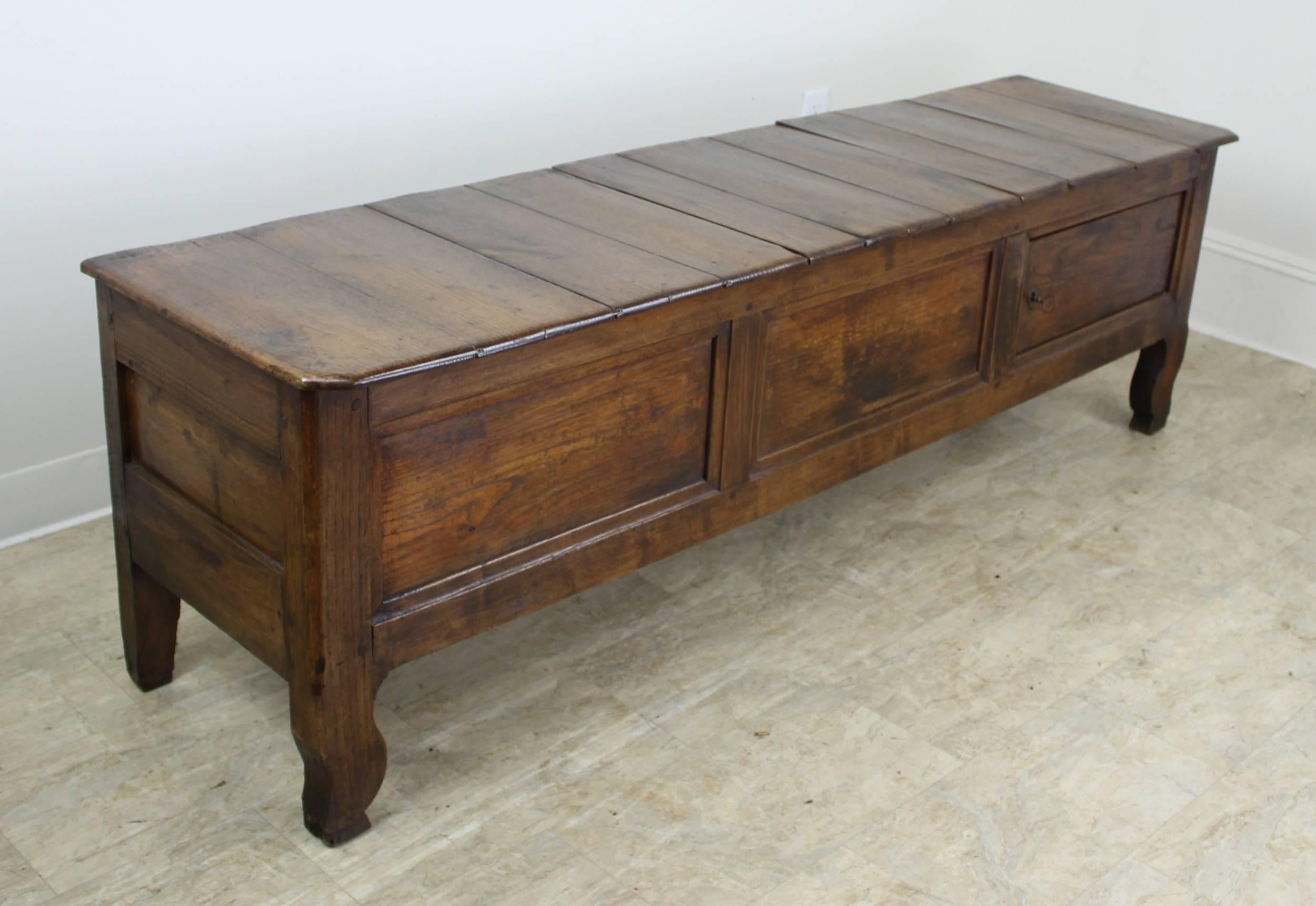 Antique Breton Chestnut Coffer, Original Cupboard and Key 2