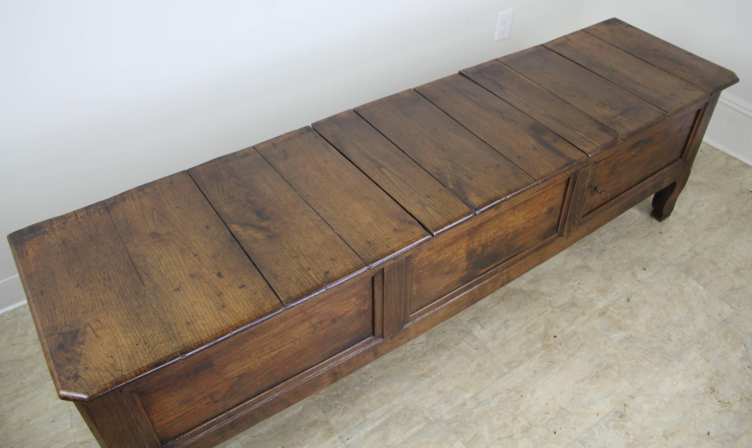 Antique Breton Chestnut Coffer, Original Cupboard and Key 3