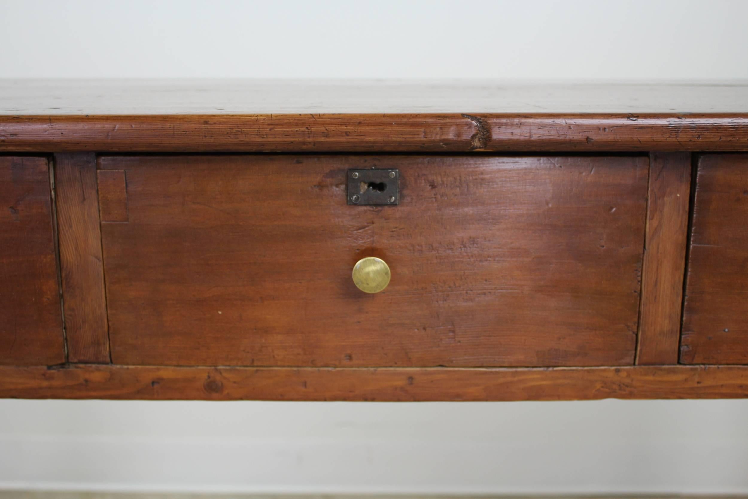 19th Century Antique Three-Drawer Pine Server