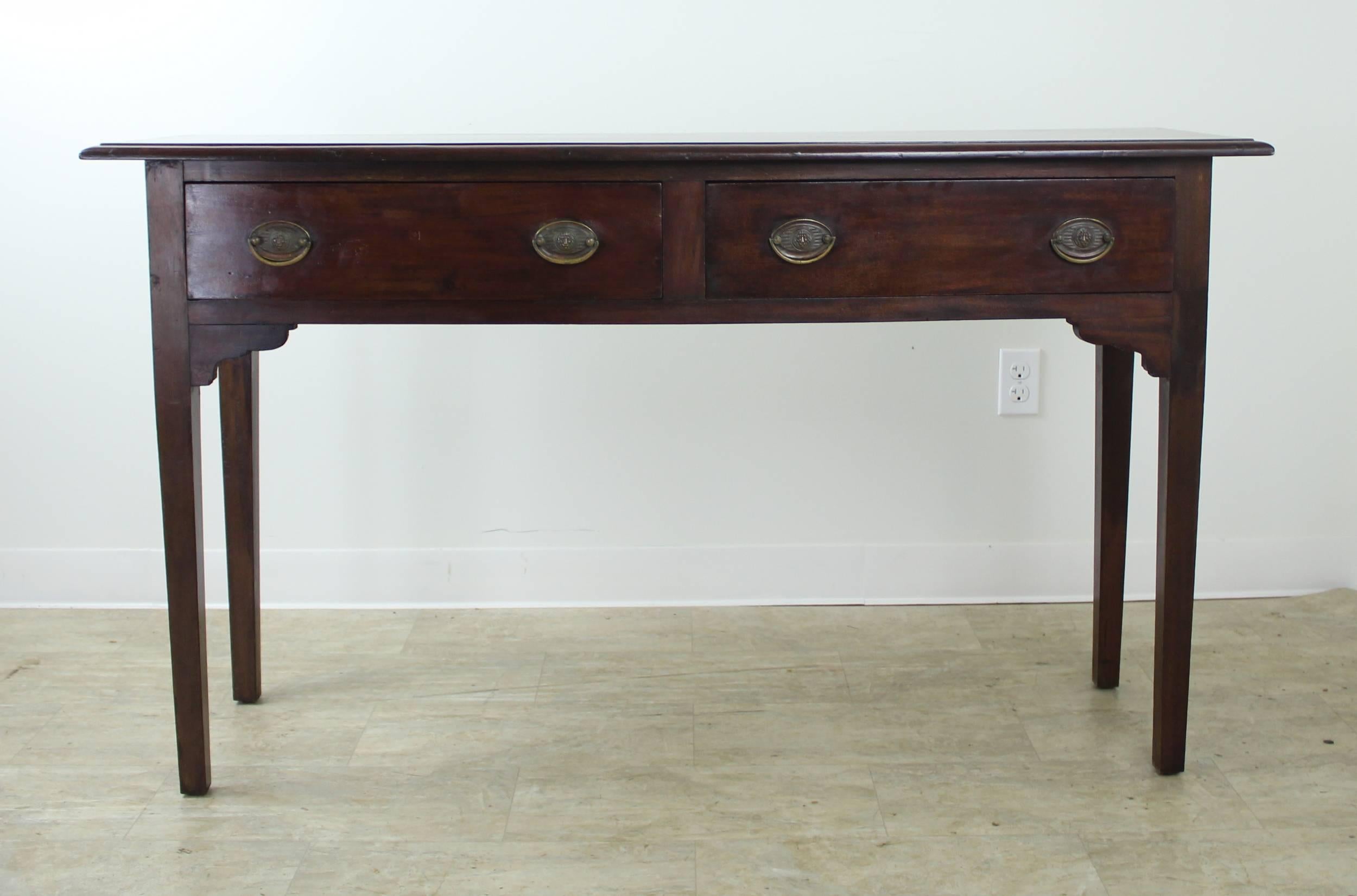 Antique English Walnut Two-Drawer Server In Good Condition In Port Chester, NY