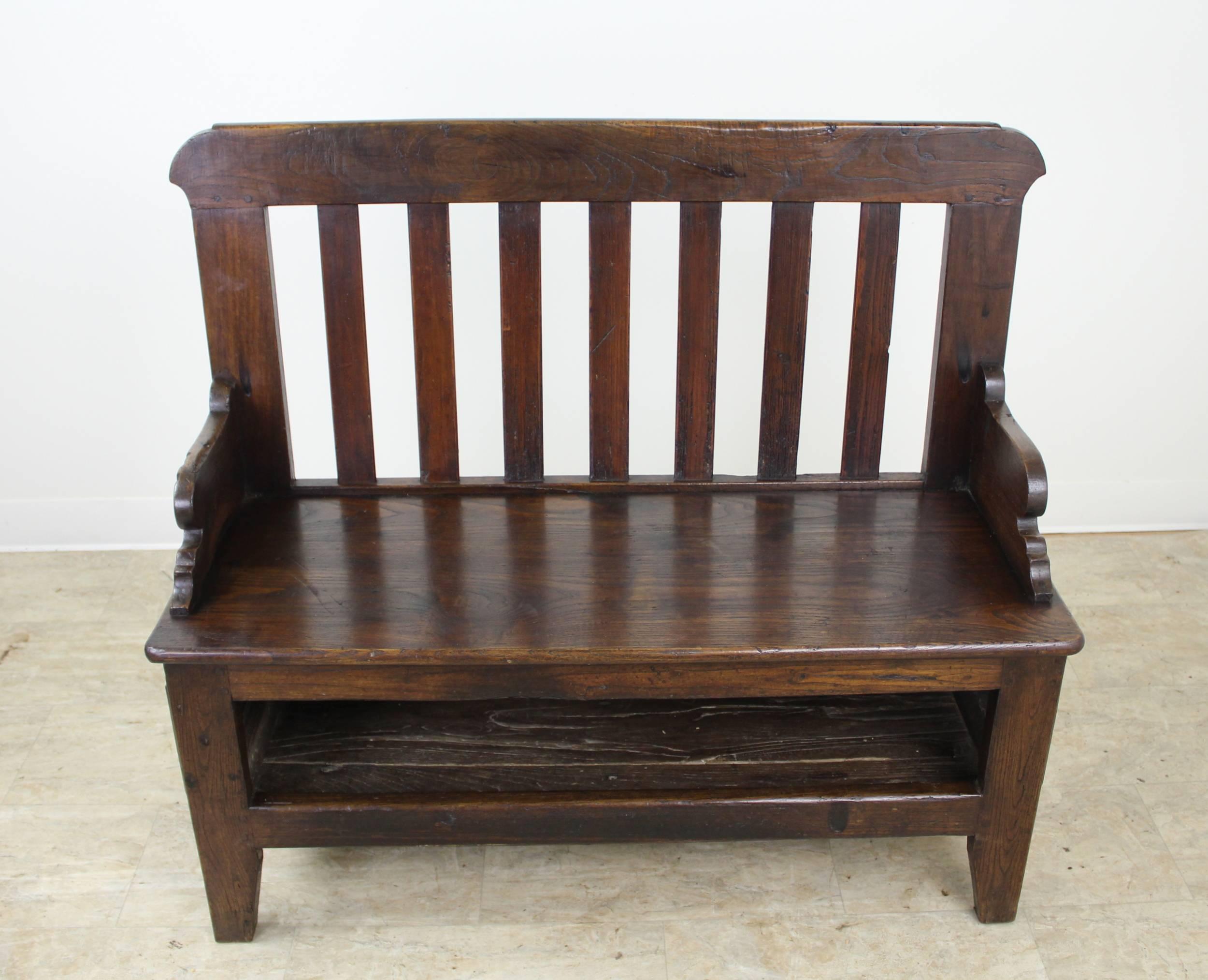 Antique French Chestnut Seat with Open Front 1