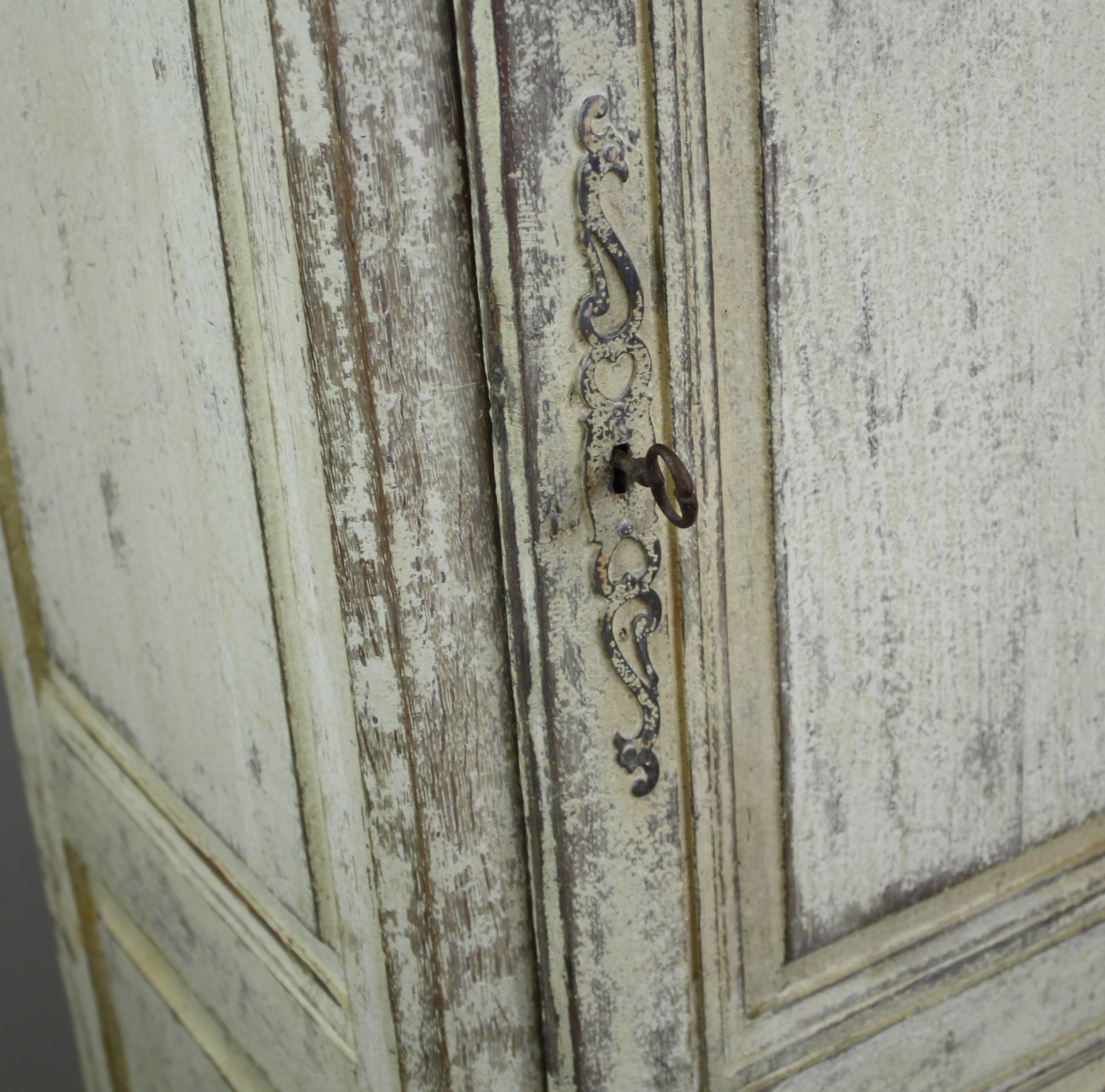 Narrow Antique Painted Chimney Cupboard in Oak 1
