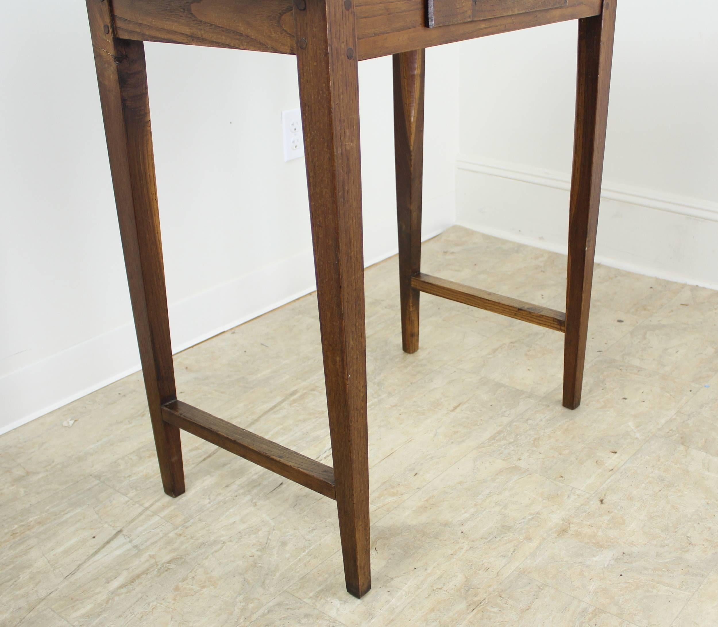 19th Century Tall Antique Chestnut Side Table with Stretchers