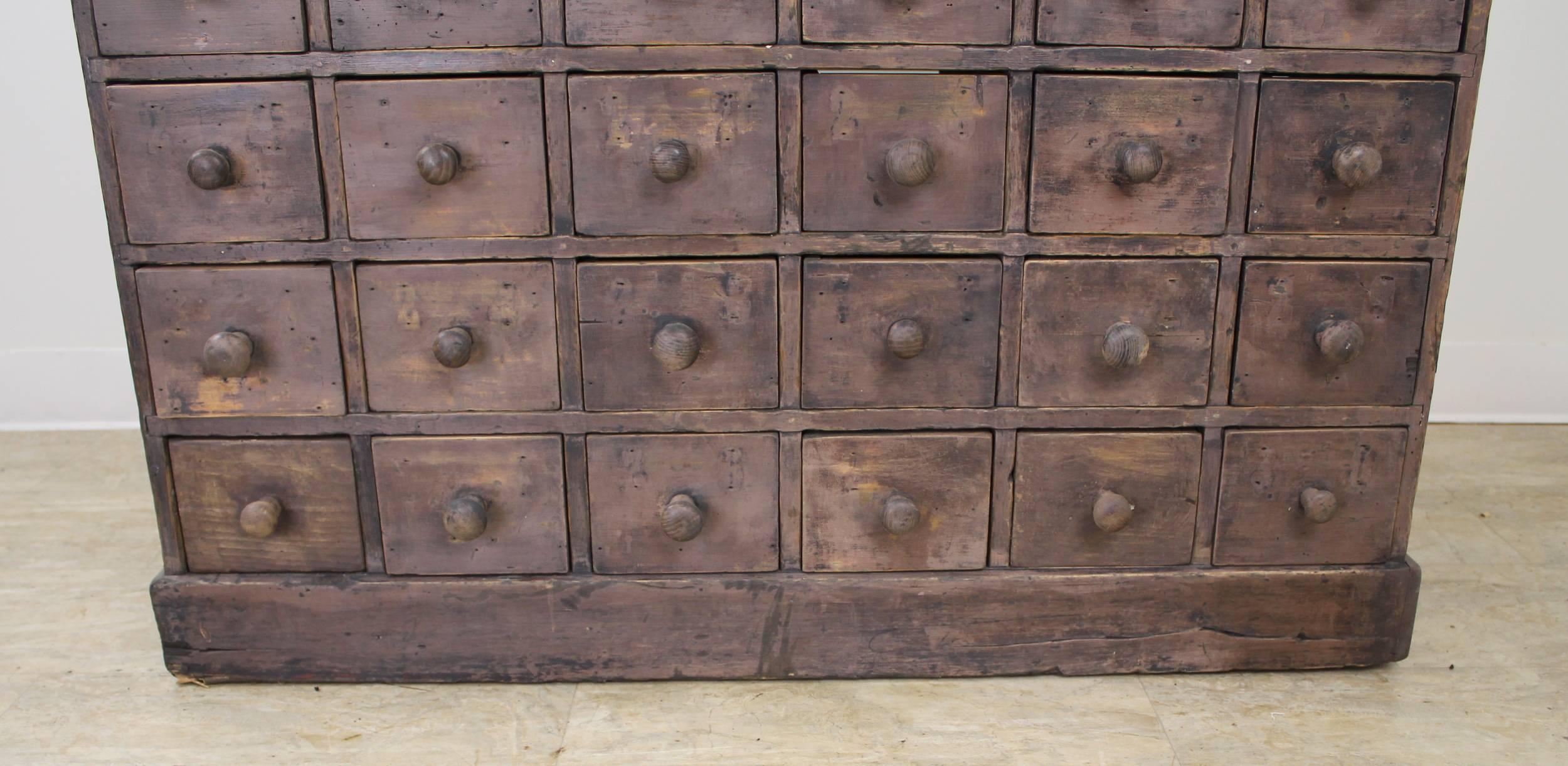 Antique French Apothecary Chest with Original Paint In Distressed Condition In Port Chester, NY