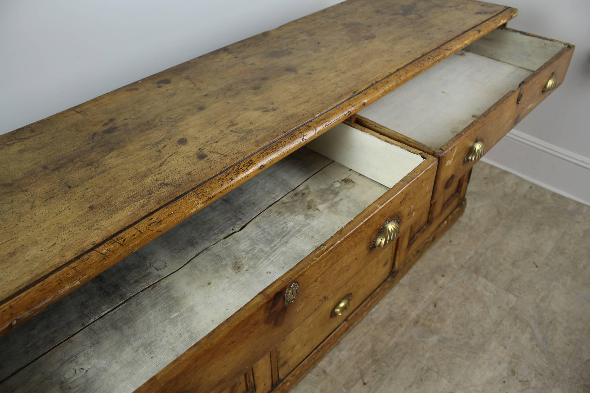 19th Century Antique Welsh Pine Dresser Base For Sale
