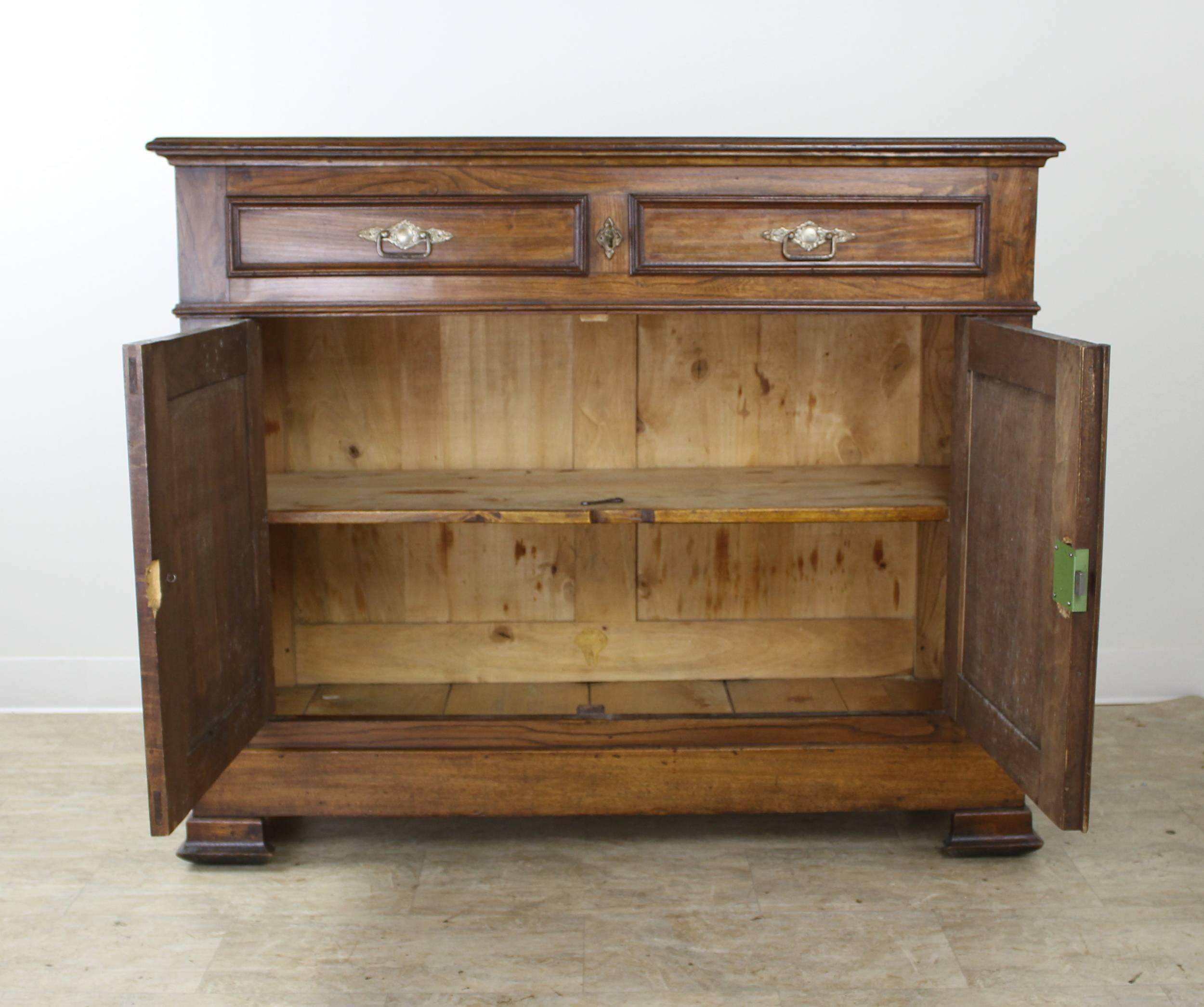 19th Century Antique French Two-Door Elm Buffet