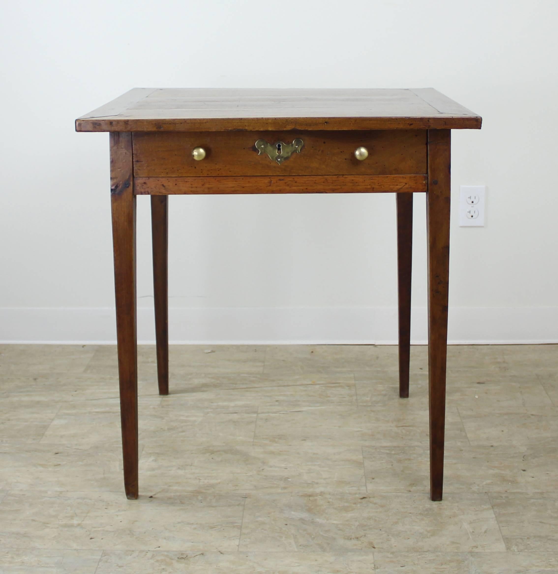 French Square Antique Walnut Side Table