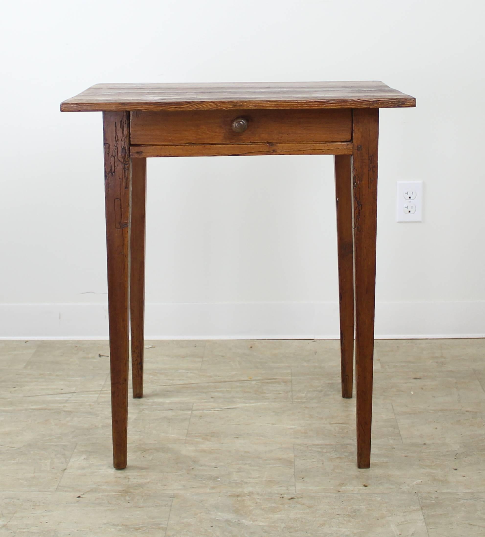 Rustic Antique French Pine Side Table In Good Condition In Port Chester, NY