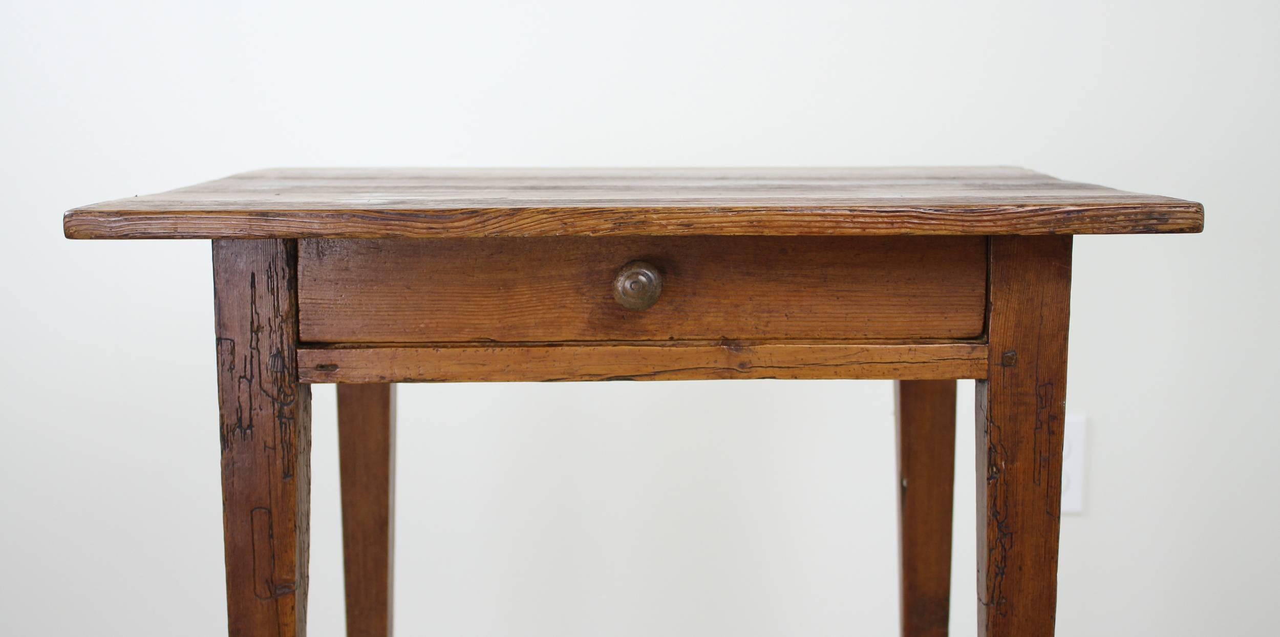 19th Century Rustic Antique French Pine Side Table