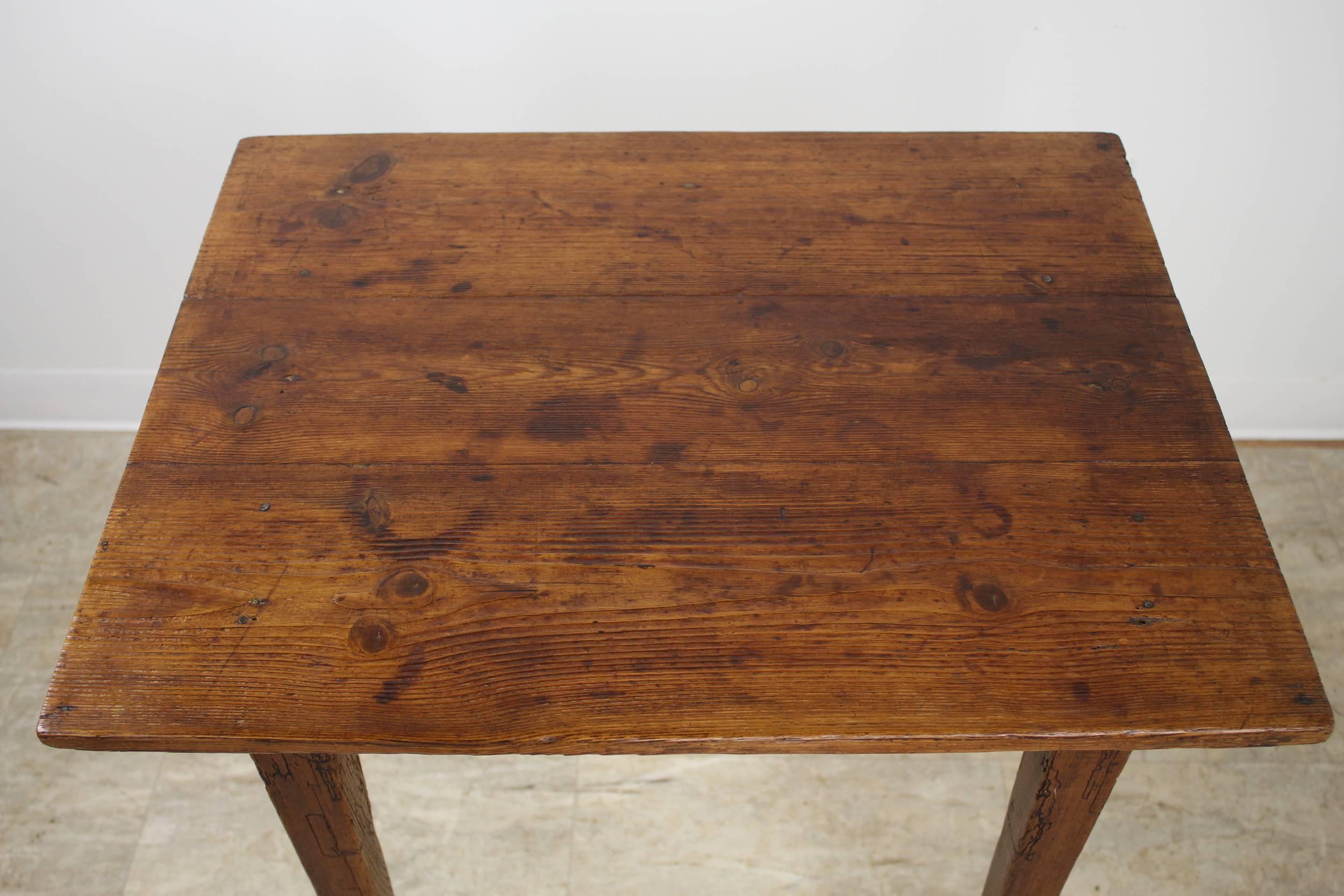 Rustic Antique French Pine Side Table 1