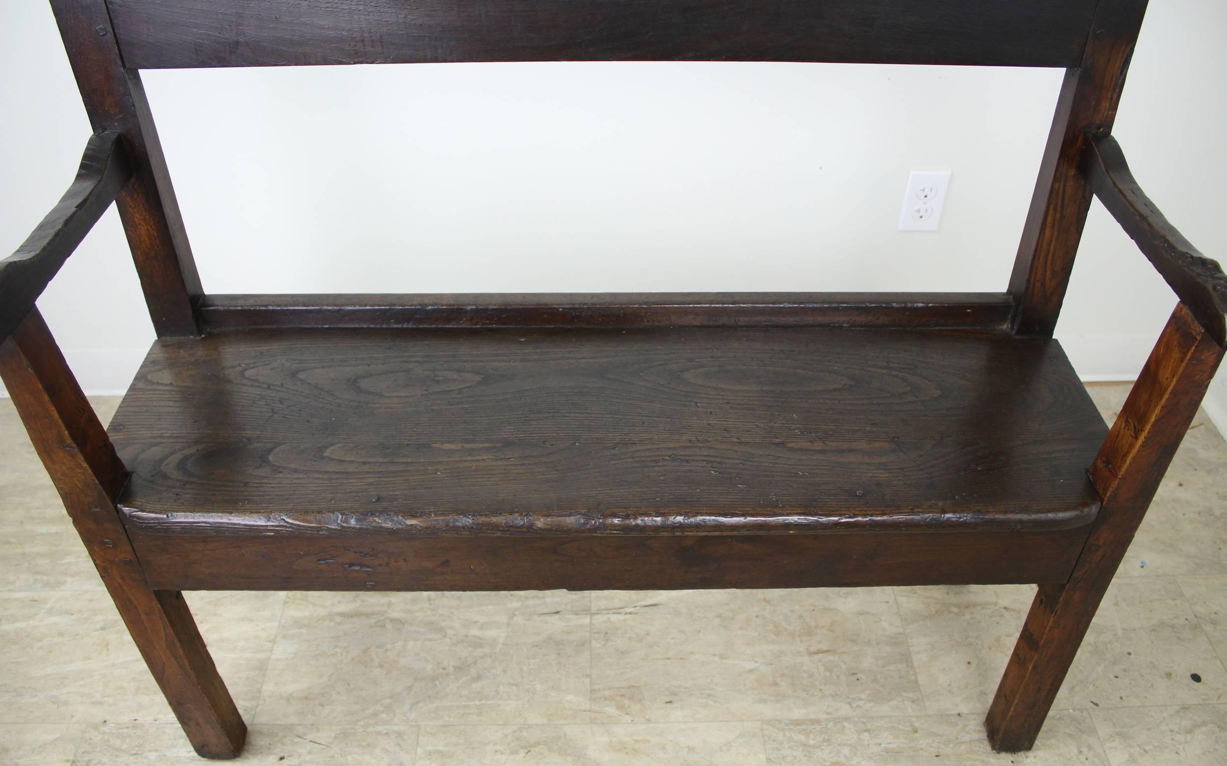 19th Century Antique French Chestnut Settle