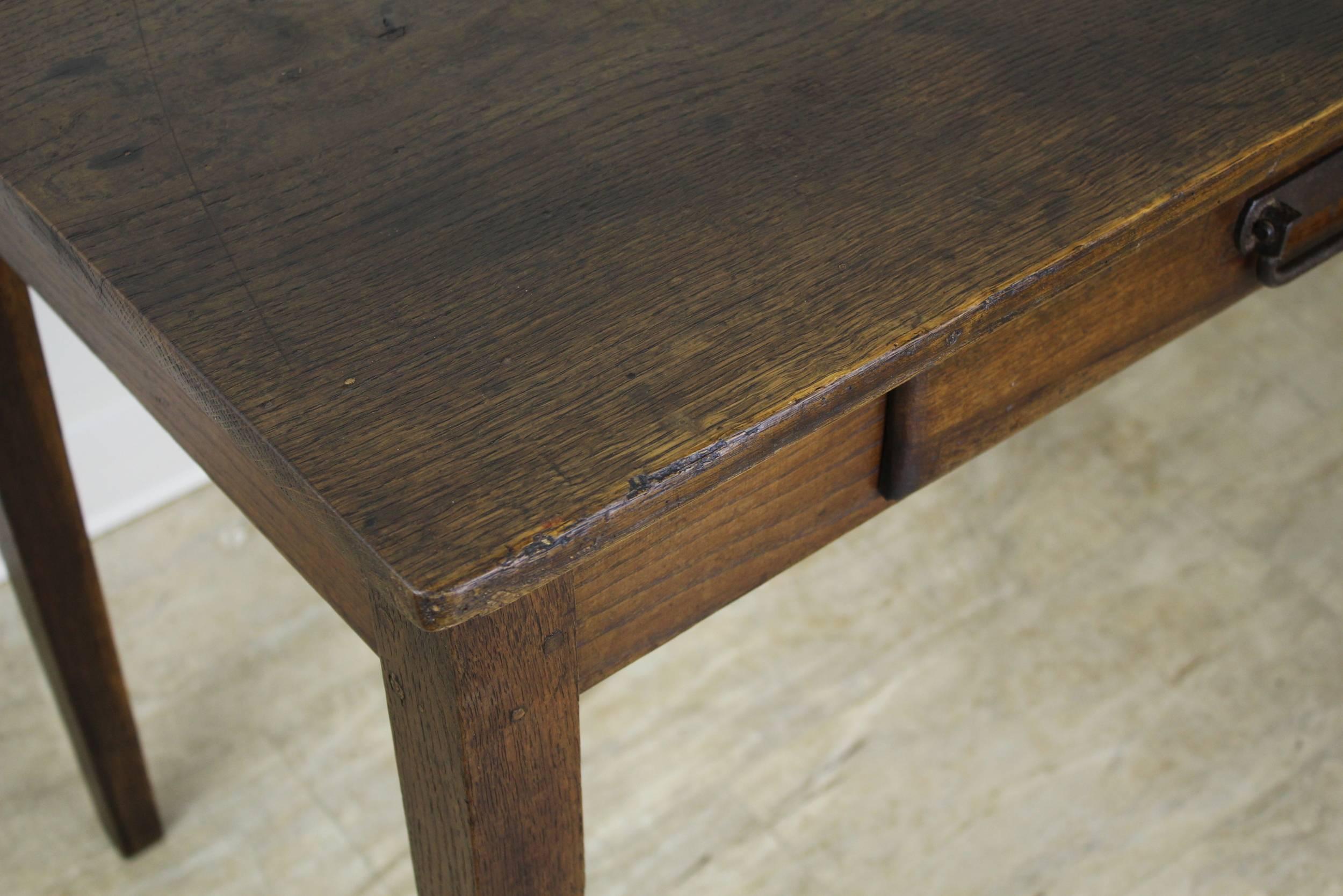 Antique One Plank Oak Side Table 2