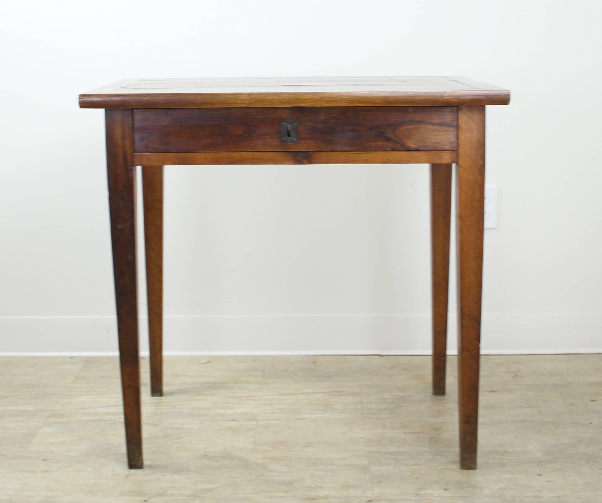 French Antique Walnut Side Table with Framed Top