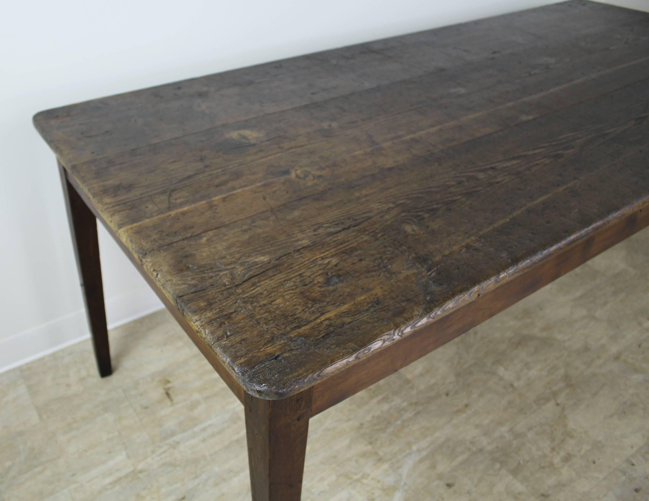 Antique French Scrubbed Top Pine Farm Table 1