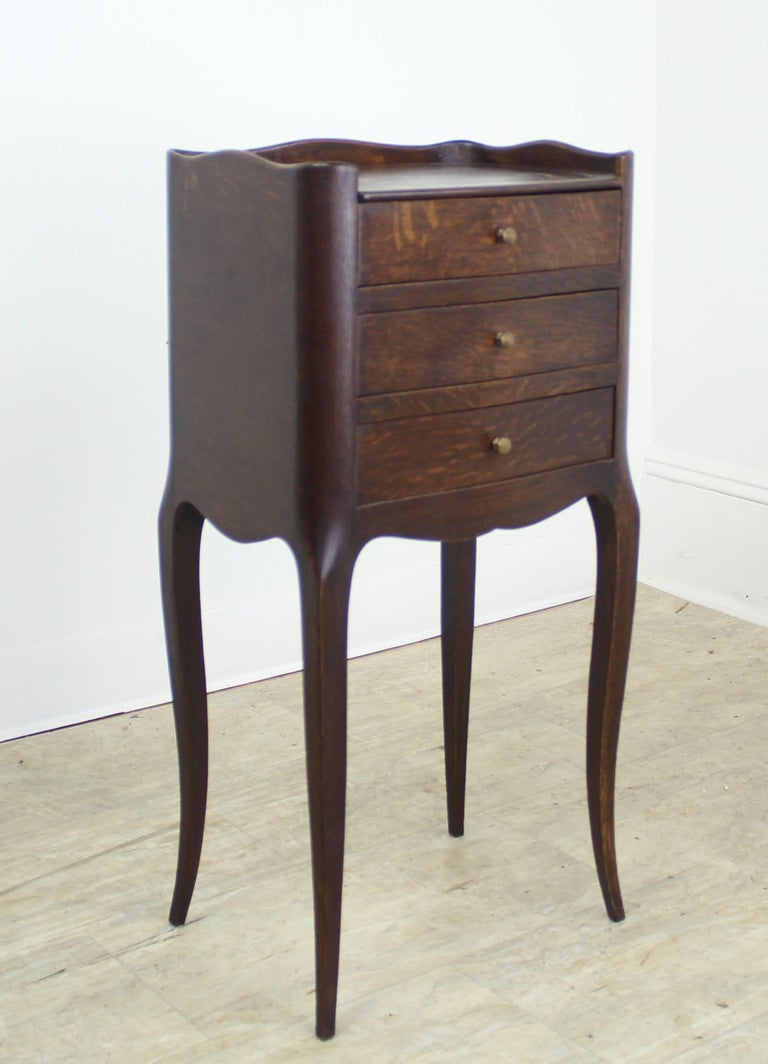Pair of French Antique Oak Cabriole Leg Nightstands at 1stDibs