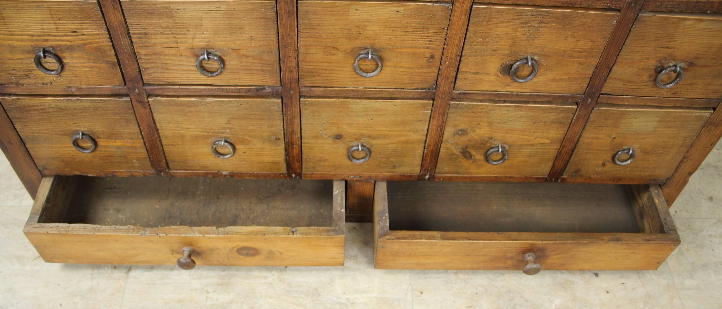French Antique Bank of Pine Drawers 2