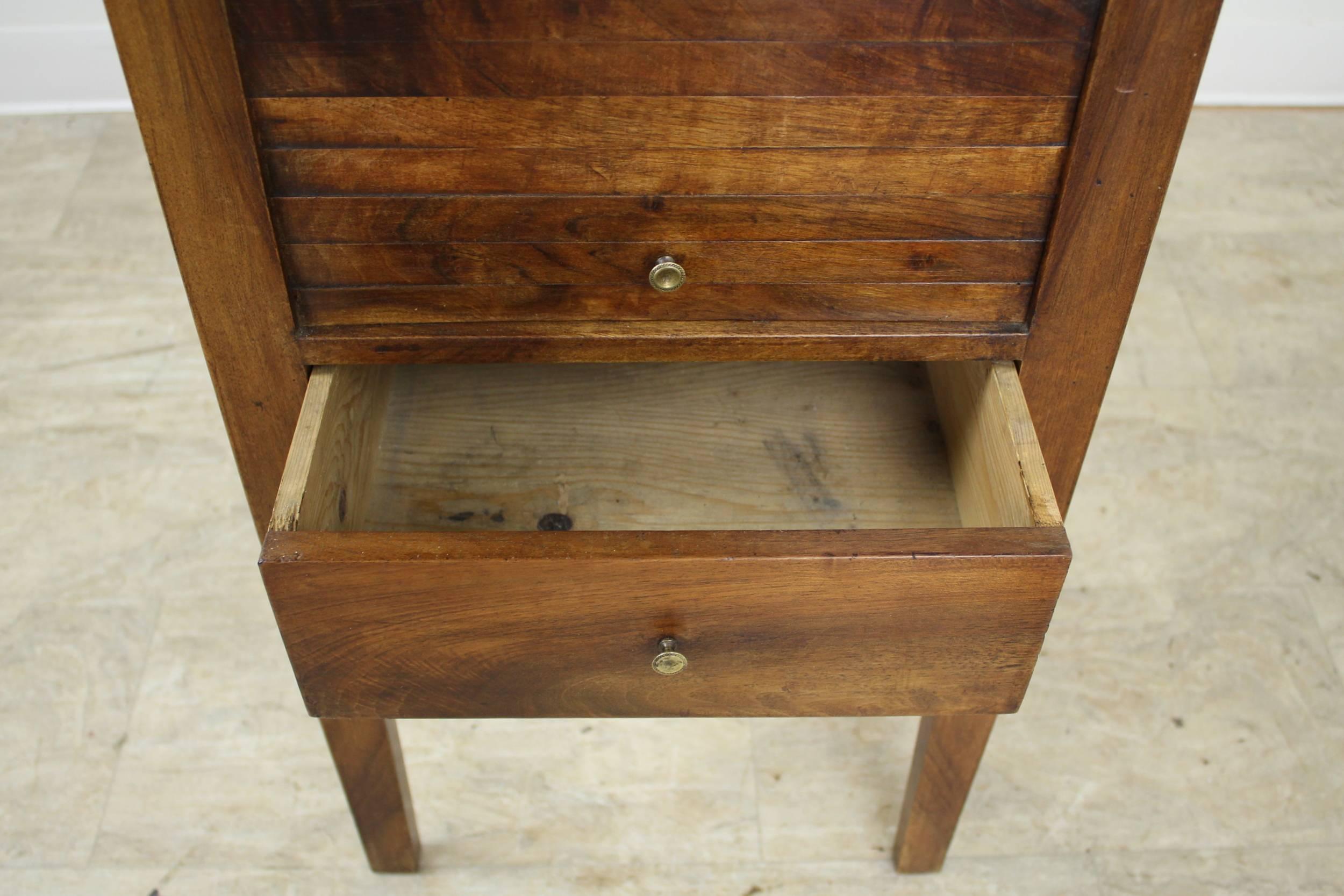 Antique French Walnut Side Cabinet with Tambour Front 4