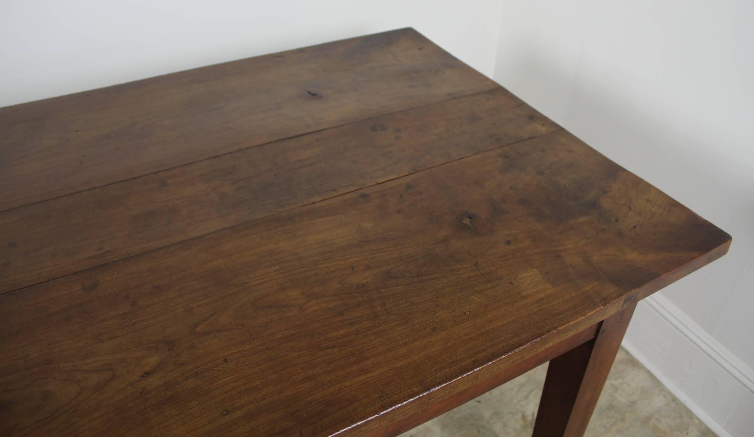 Antique French Cherry Farm Table, One Drawer 1
