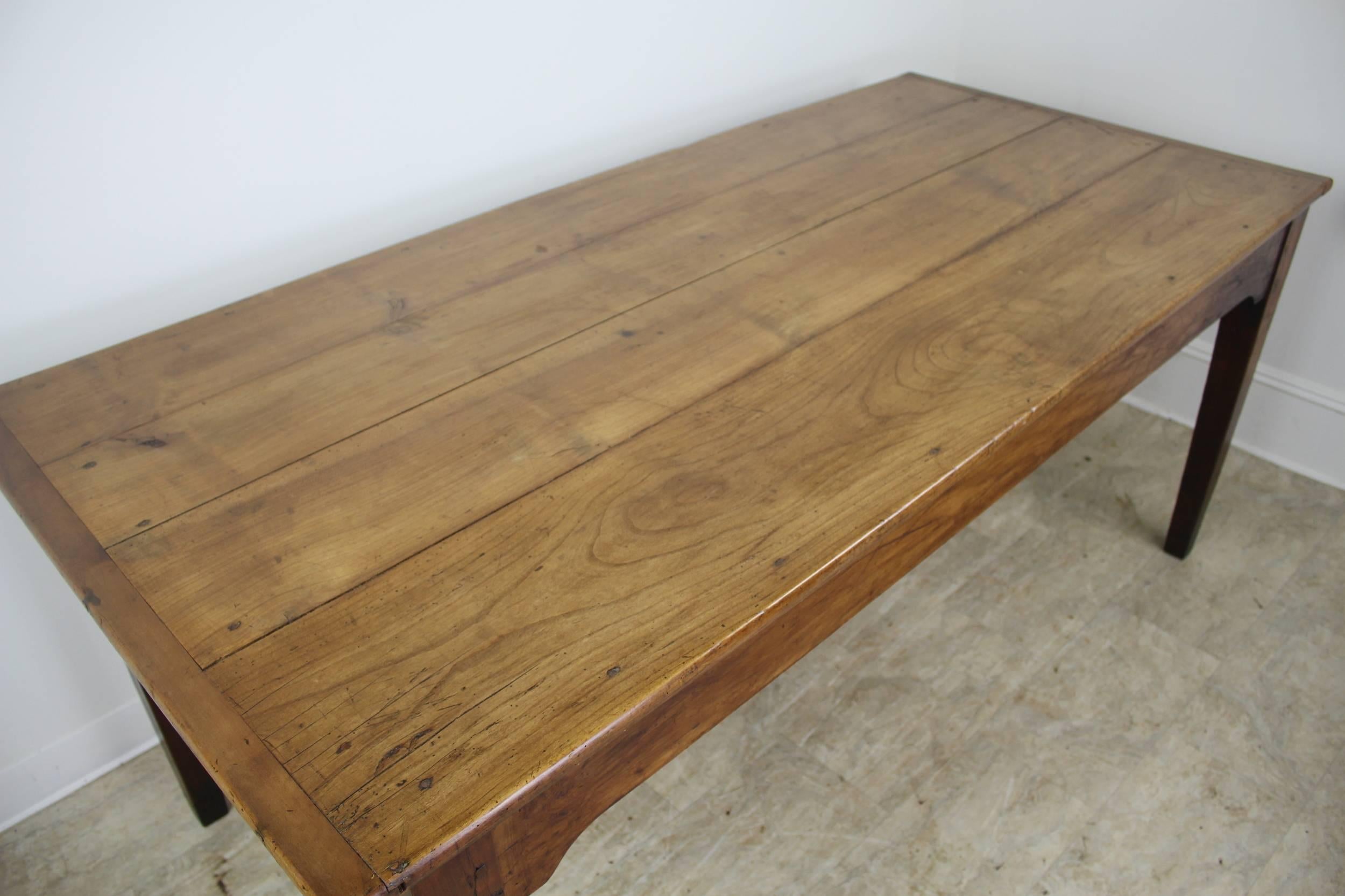 Wide Antique Cherry Farm Table In Good Condition In Port Chester, NY
