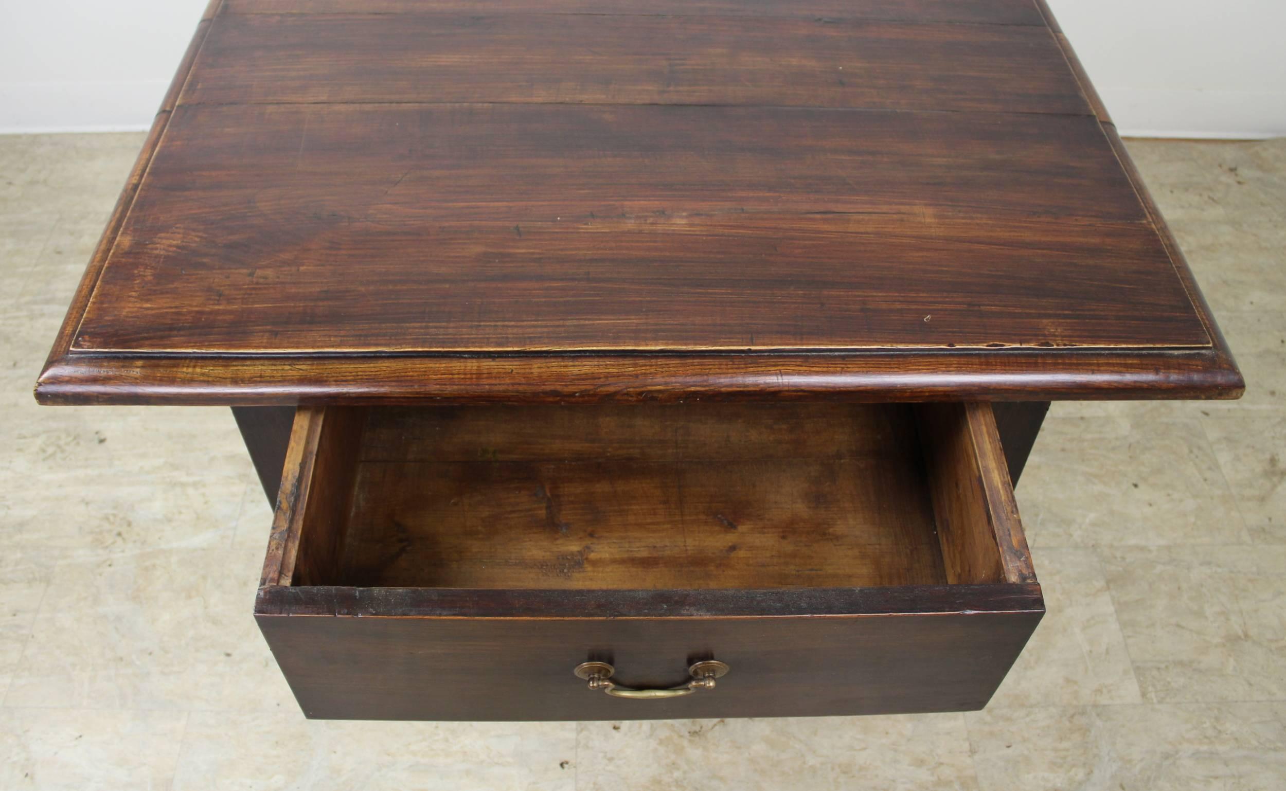 19th Century Antique Elm Coffee Table with a Floating Top For Sale