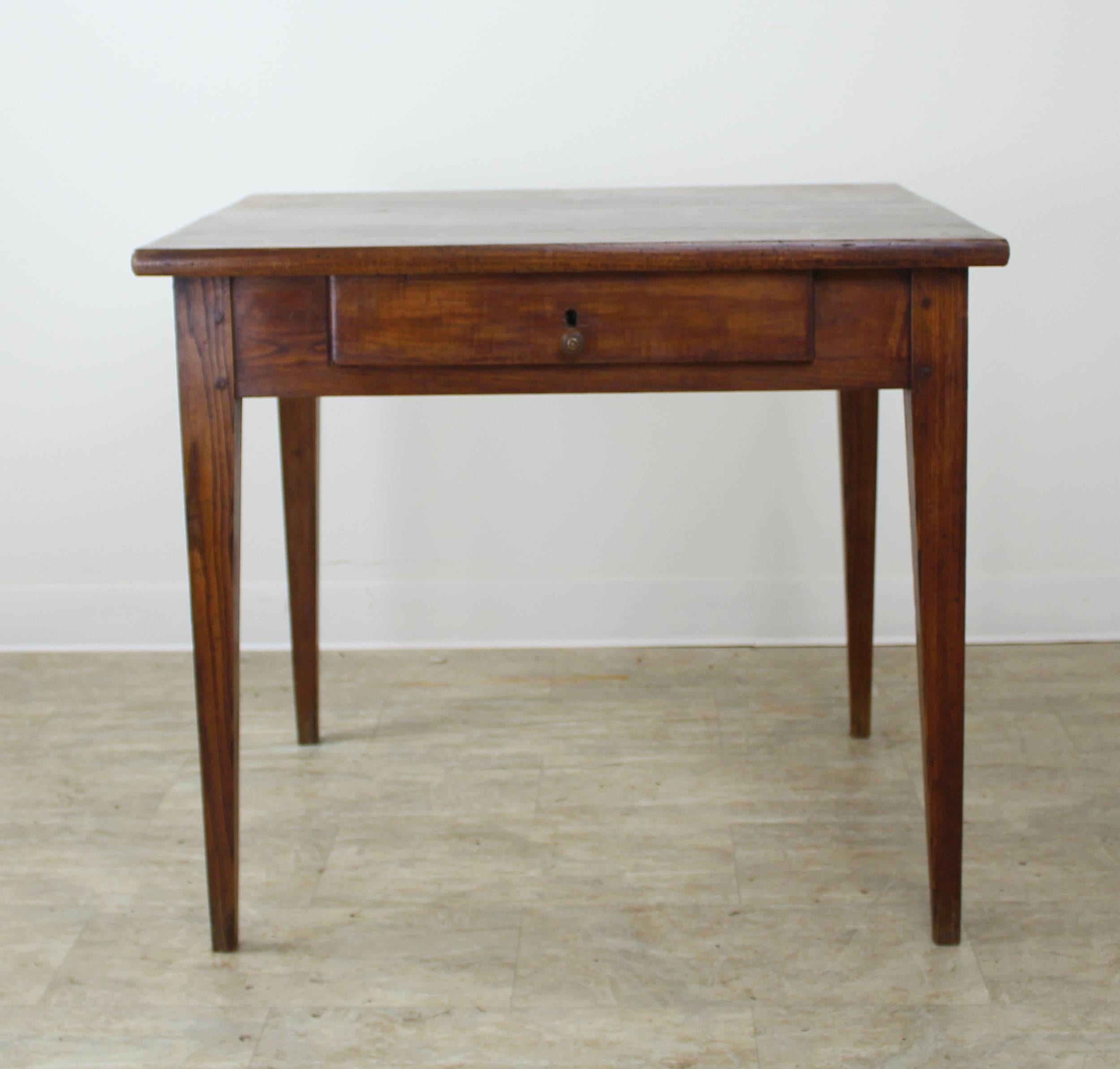 French Small Elm Side Table with Thick Top