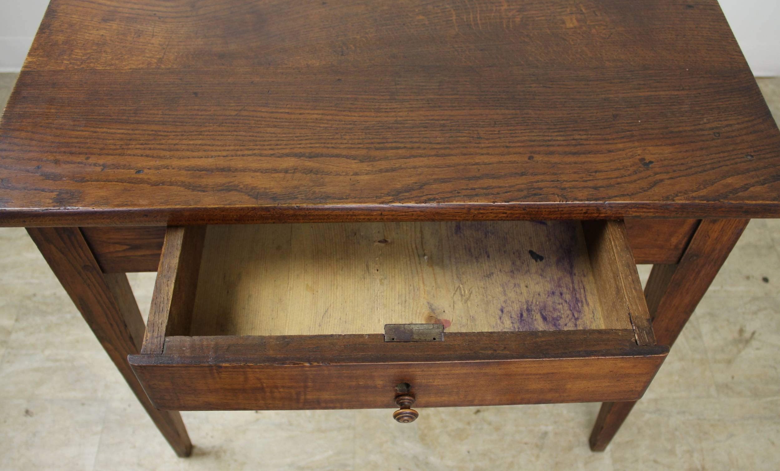 19th Century Small Elm Side Table with Thick Top