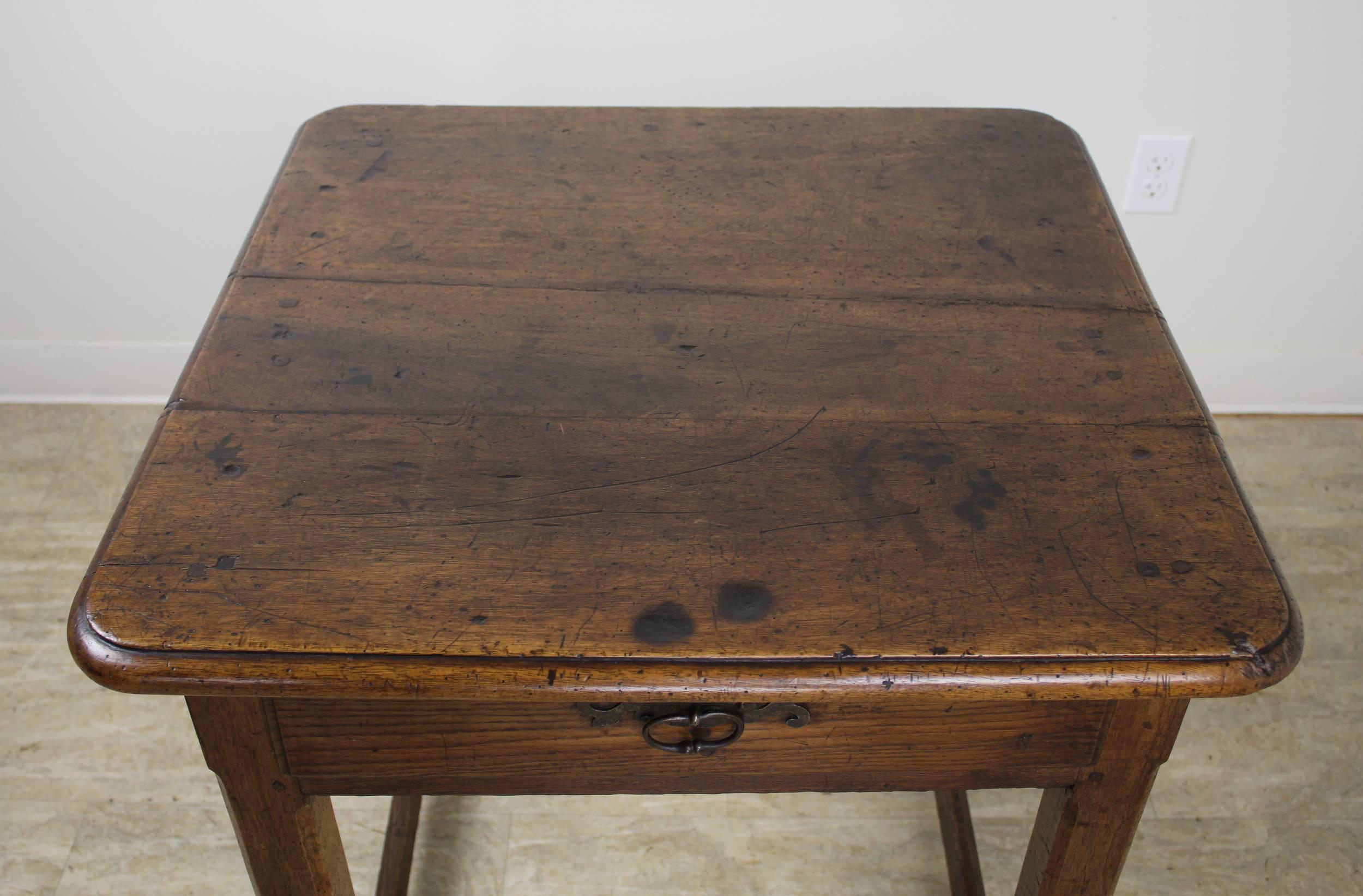 Antique Walnut Side Table, Original Iron Hardware In Good Condition In Port Chester, NY