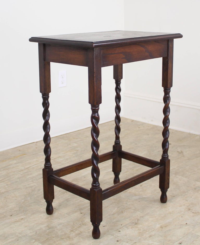 Antique Oak Barley Twist Side Table For Sale at 1stdibs