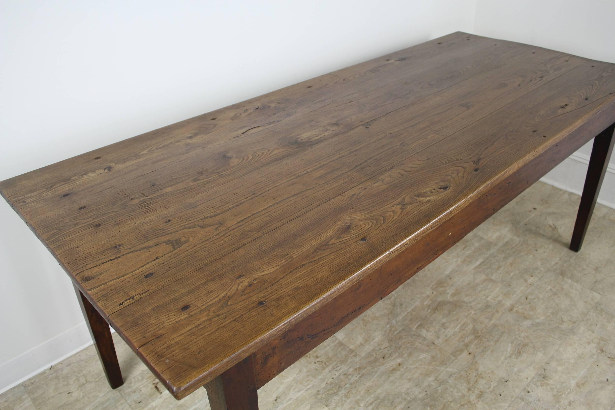 Late 19th Century Antique French Elm Farm Table