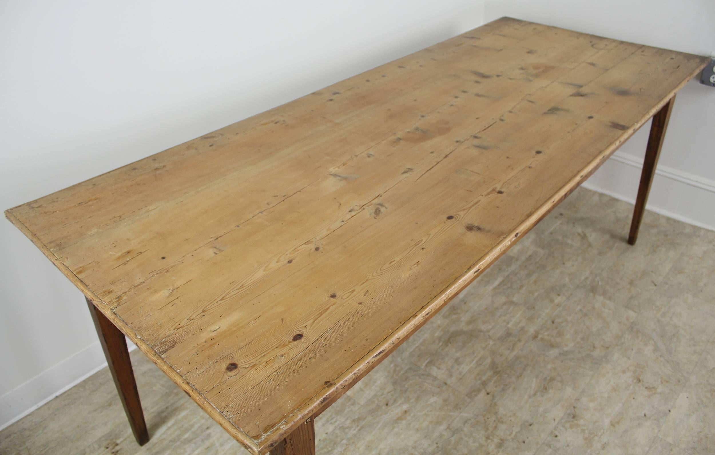 Antique Blond Pine Farm Table, One-Drawer, Breadslide In Good Condition In Port Chester, NY