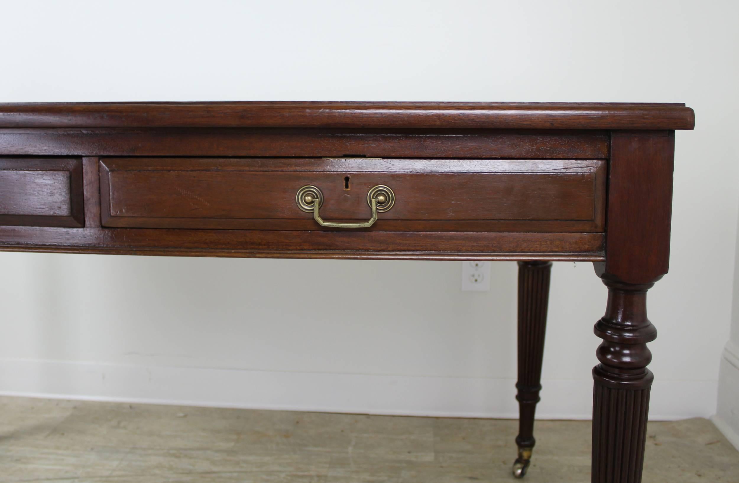 Antique Walnut Leather Top Writing Desk 1