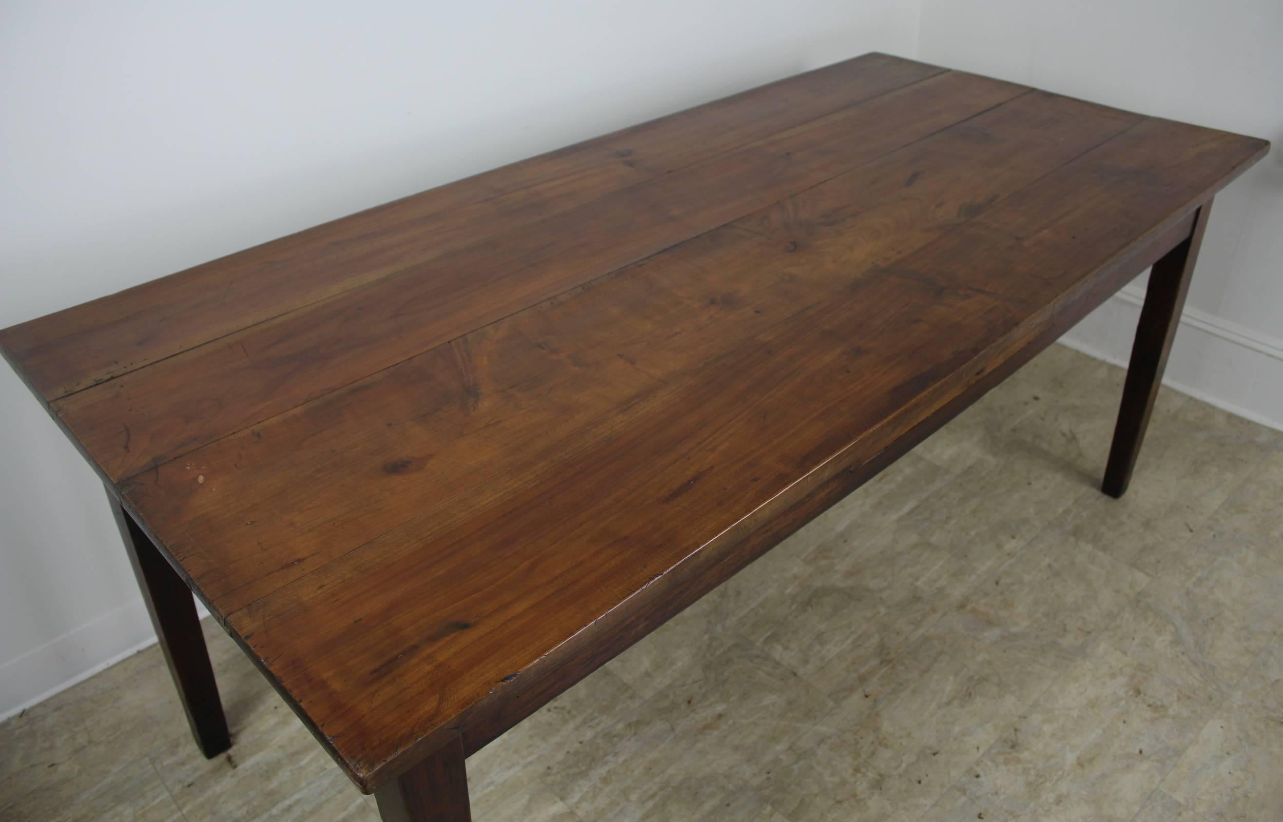 Chunky Antique Cherry Farm Table In Good Condition In Port Chester, NY