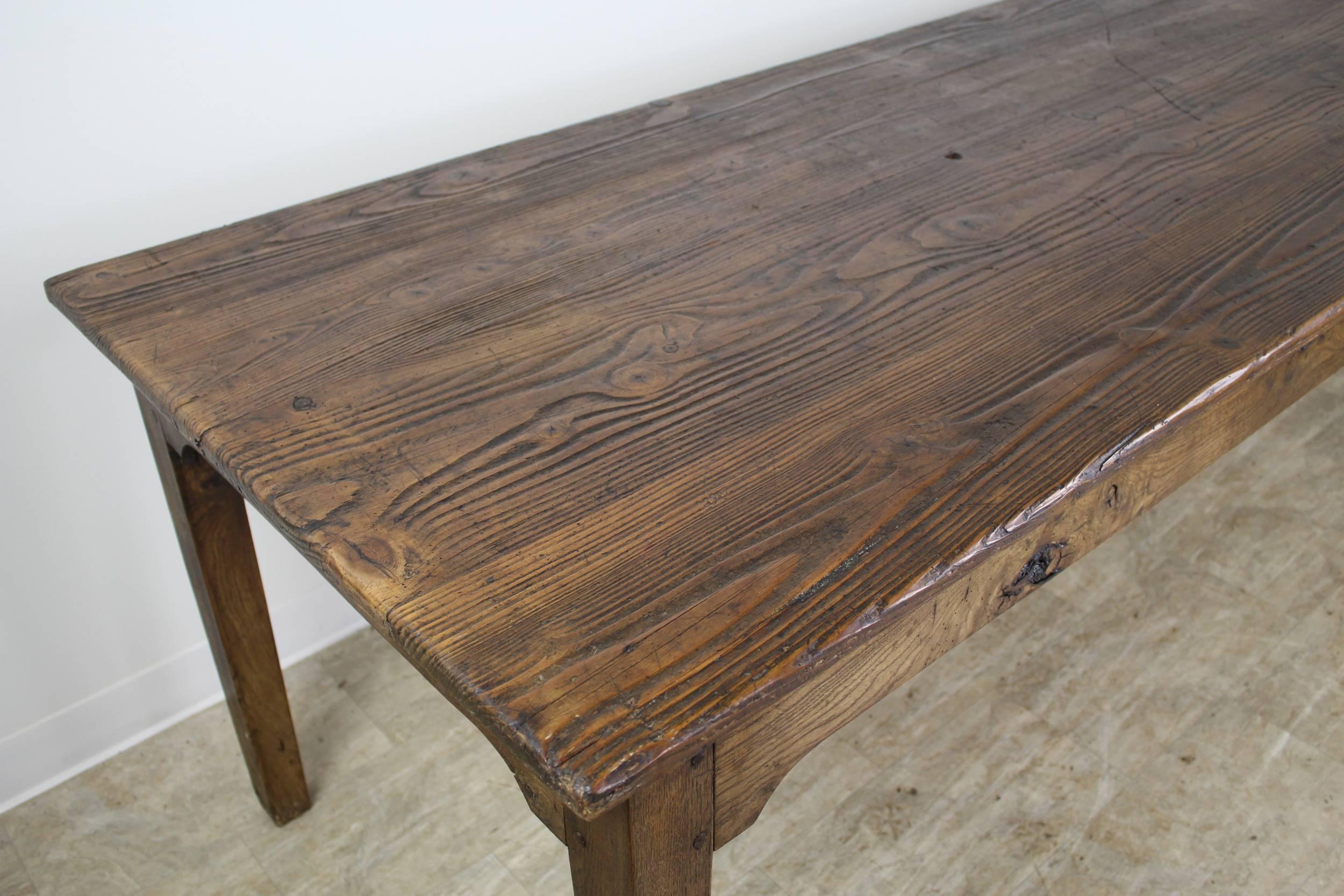 Long Antique French Pine Farm Table 1
