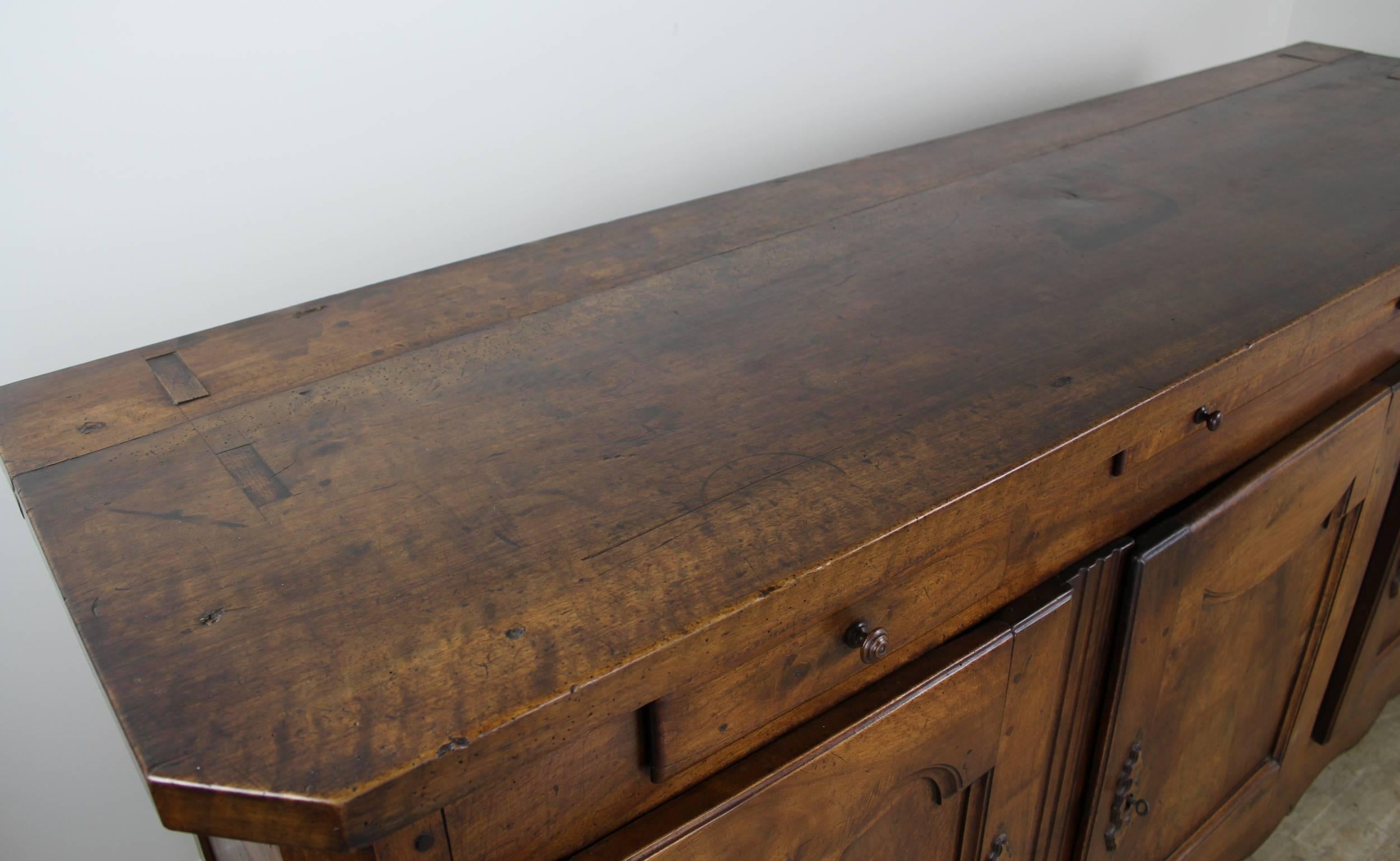Thick Top Antique French Walnut Enfilade 4