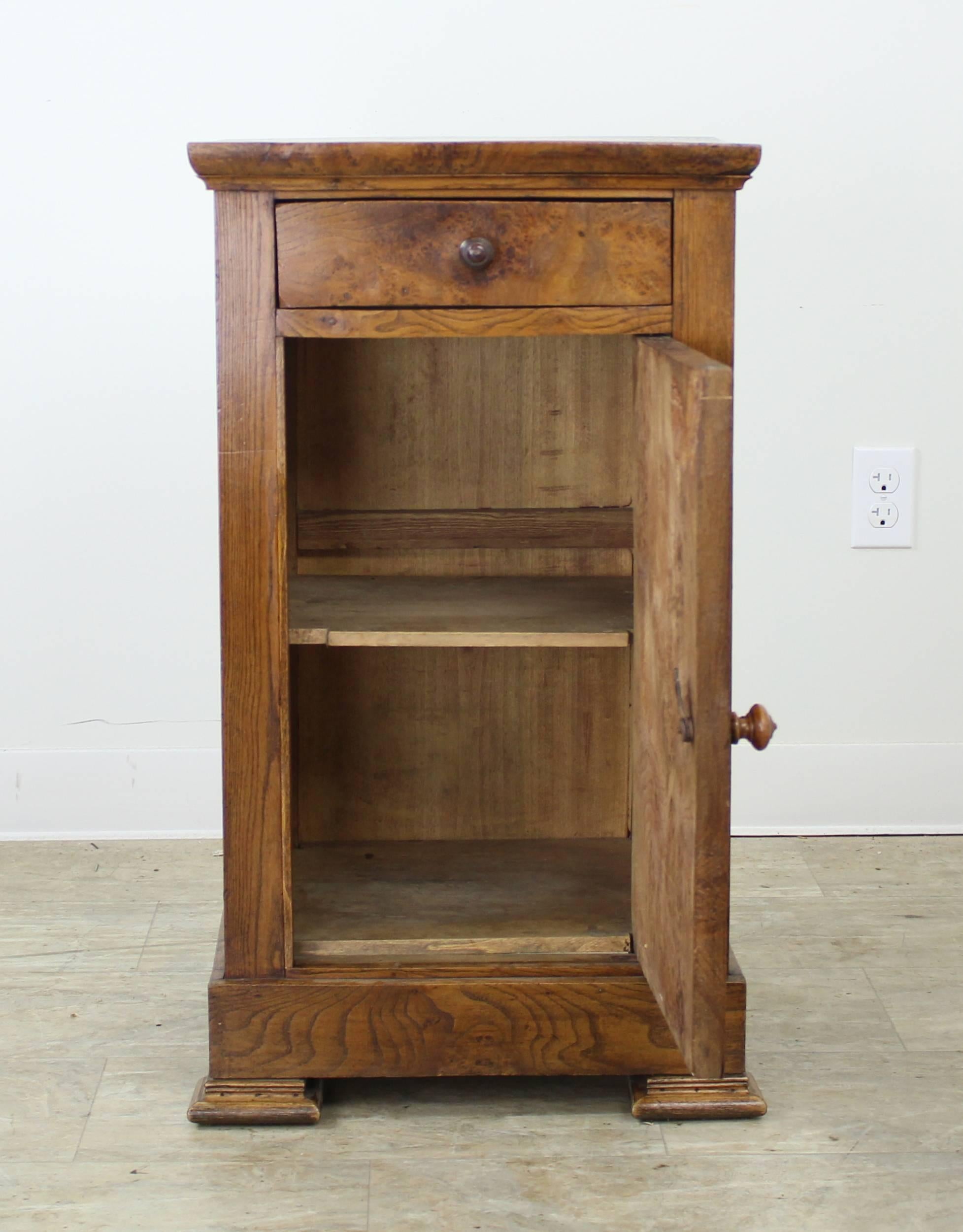 Antique French Burr Elm Side Cabinet In Good Condition In Port Chester, NY