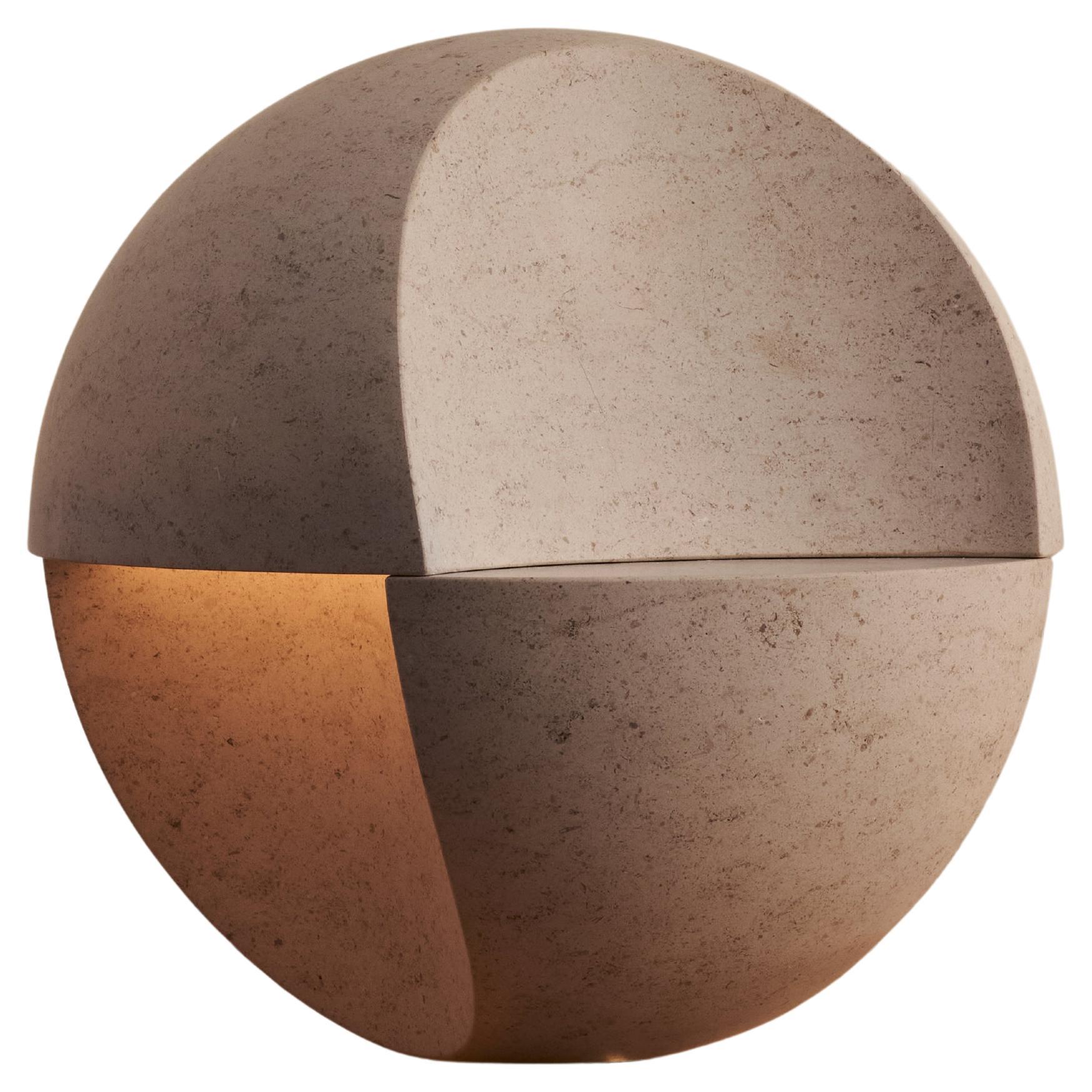 Hathor Spherical Stone Table Light For Sale