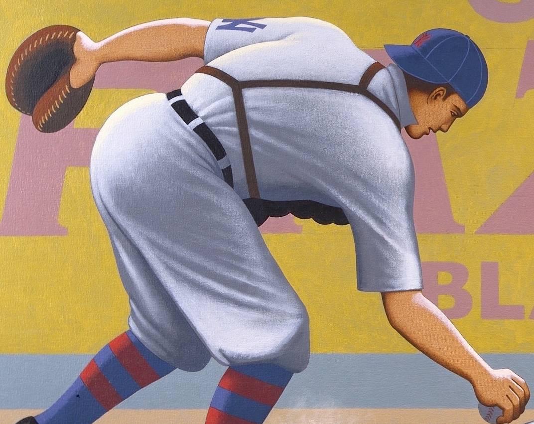This painting is the original art which was reproduced as in illustration for Ballpark: The Story of America's Baseball Fields, a picture book for older kids by award winning author or illustrator Lynn Curlee. The book was published by Simon &