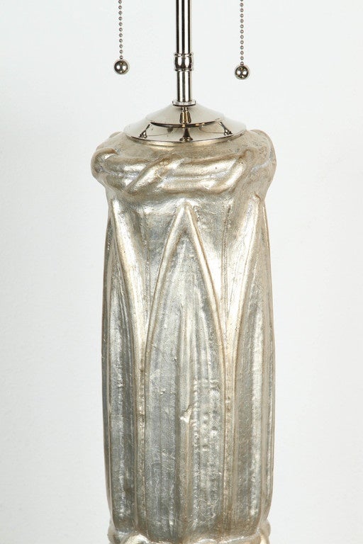 Late 20th Century Stunning Pair of Table Lamps with a Glazed Silver Leaf Finish For Sale