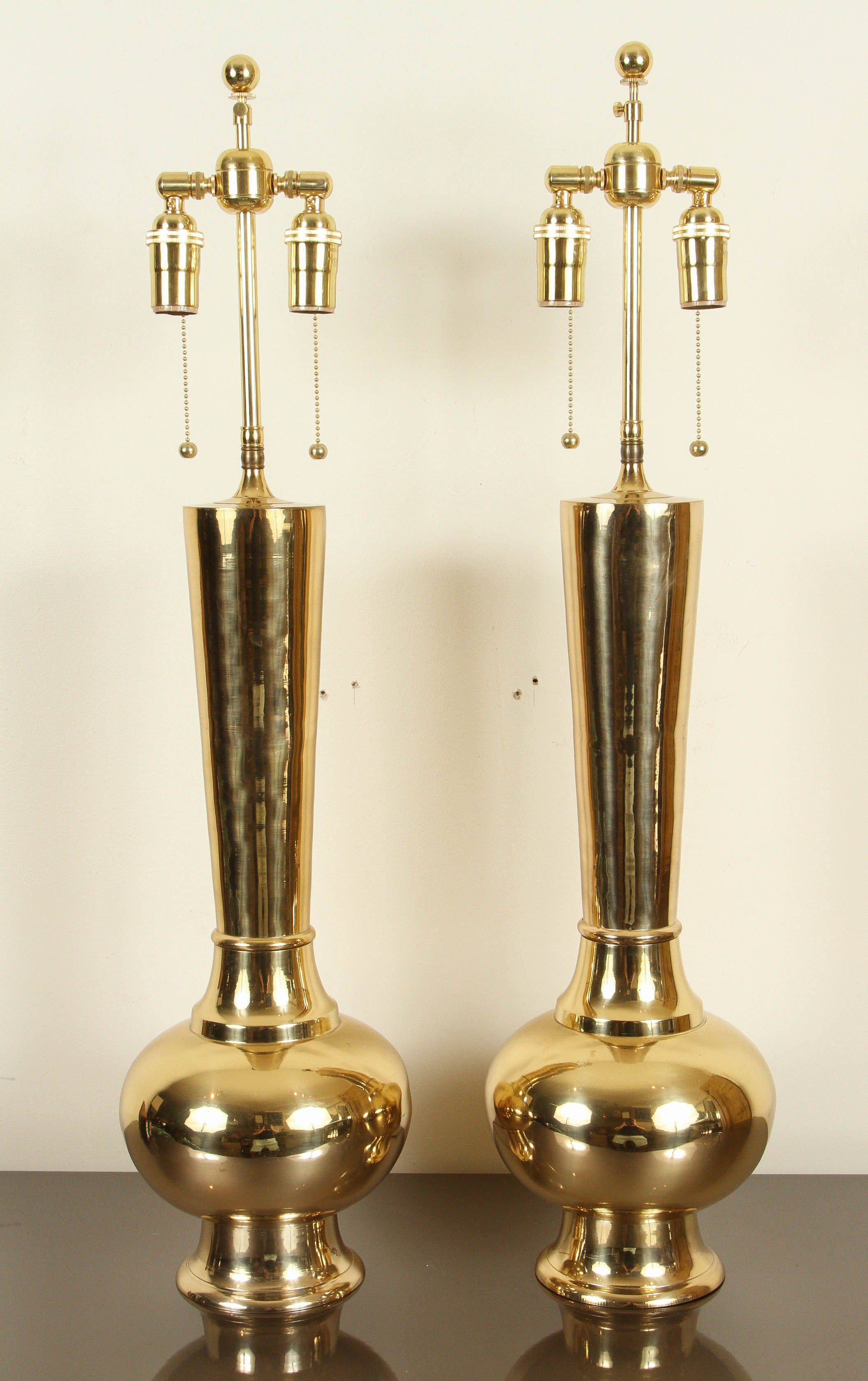 Pair of Polished Brass Table Lamps