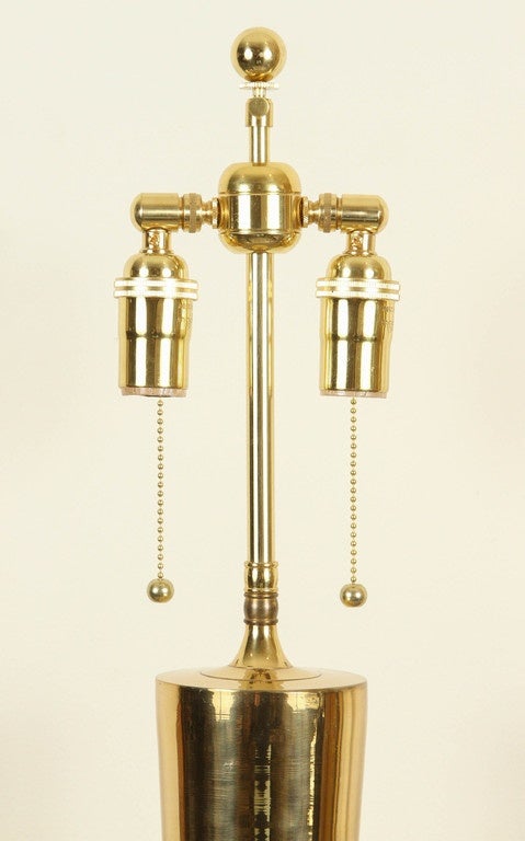 American Pair of Polished Brass Table Lamps