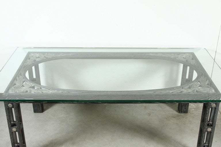 Glass Art Deco Influenced Dining Table by James Mont For Sale