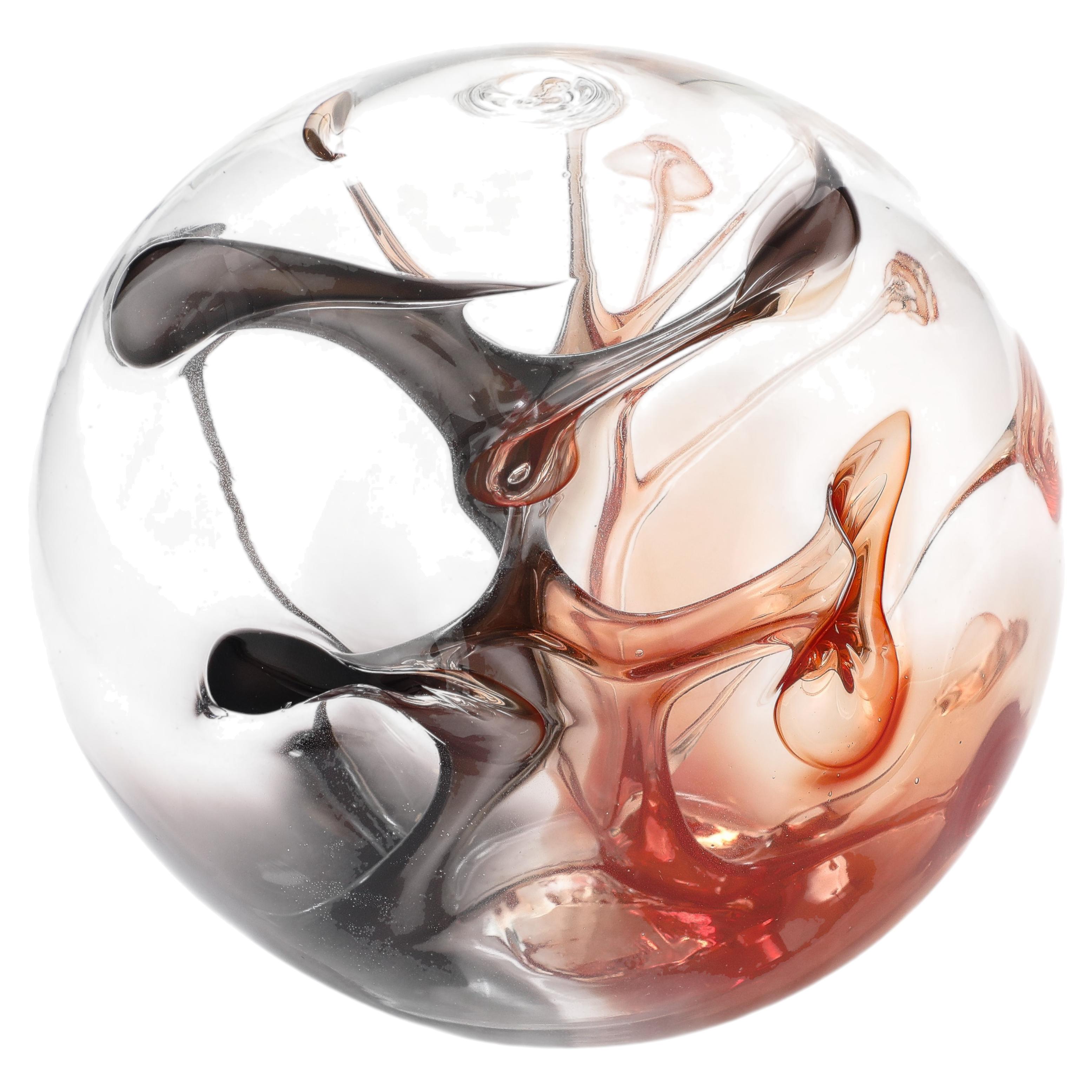 Glass Orb Sculpture by Peter Bramhall 1985 For Sale