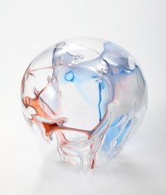 Scultura a forma di sfera di vetro di Peter Bramhall, firmata e datata