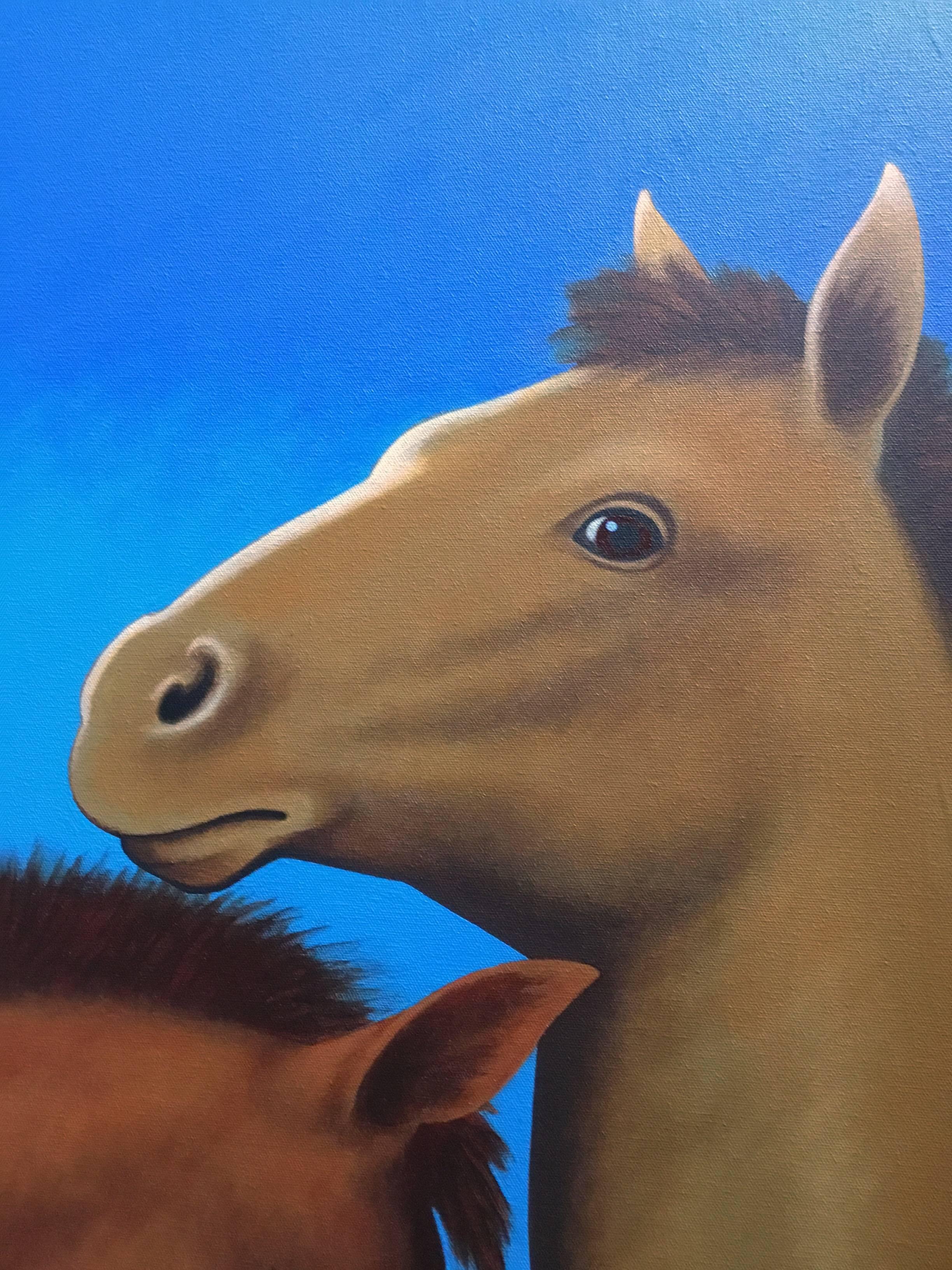 Foals, original painting by Lynn Curlee.
Mr. Curlee is a fine artist as well as an author/illustrator of many award winning books for older children
Acrylic on canvas. Dimensions: 48 x 36 x 1.5
The edges are finished and painted so that framing